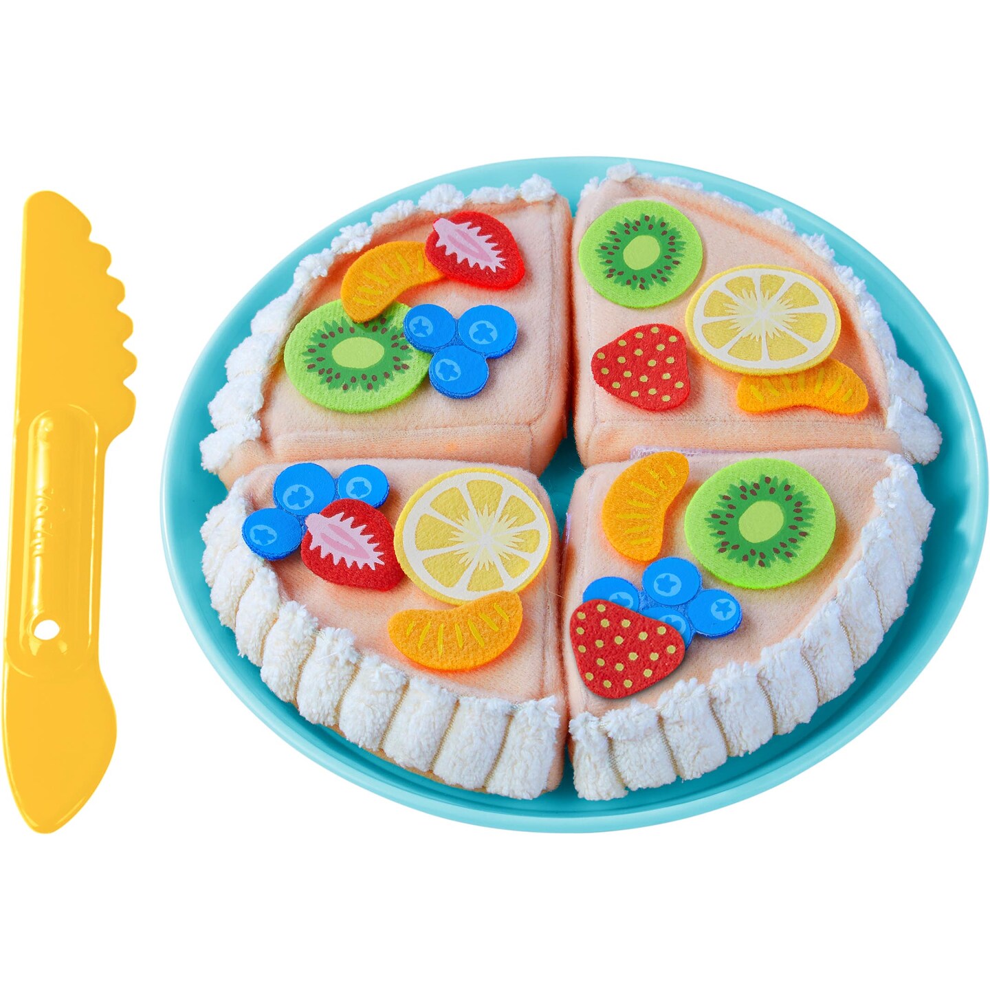 HABA Soft Fruit Tart Pretend Food Dessert with Felt Toppings &#x26; Plate Play Food Set - Toy Kitchen Accessories for Kids &#x26; Little Bakers
