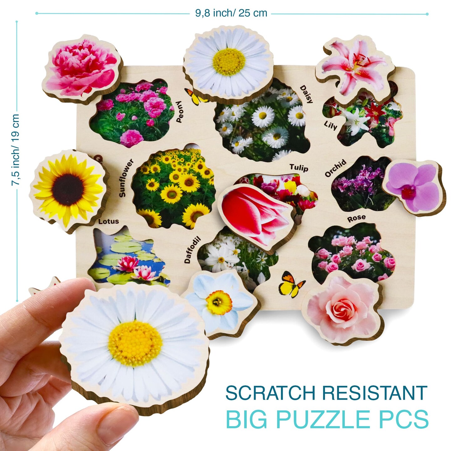 QUOKKA Wooden Puzzles for Toddlers 2-4 – 3X Set Montessori Toys Puzzles for Kids Ages 3-5 – Wood Educational Baby Game 12-18 Months – Gift Learning Mushrooms Flowers Leaves for Boy & Girl 3-5