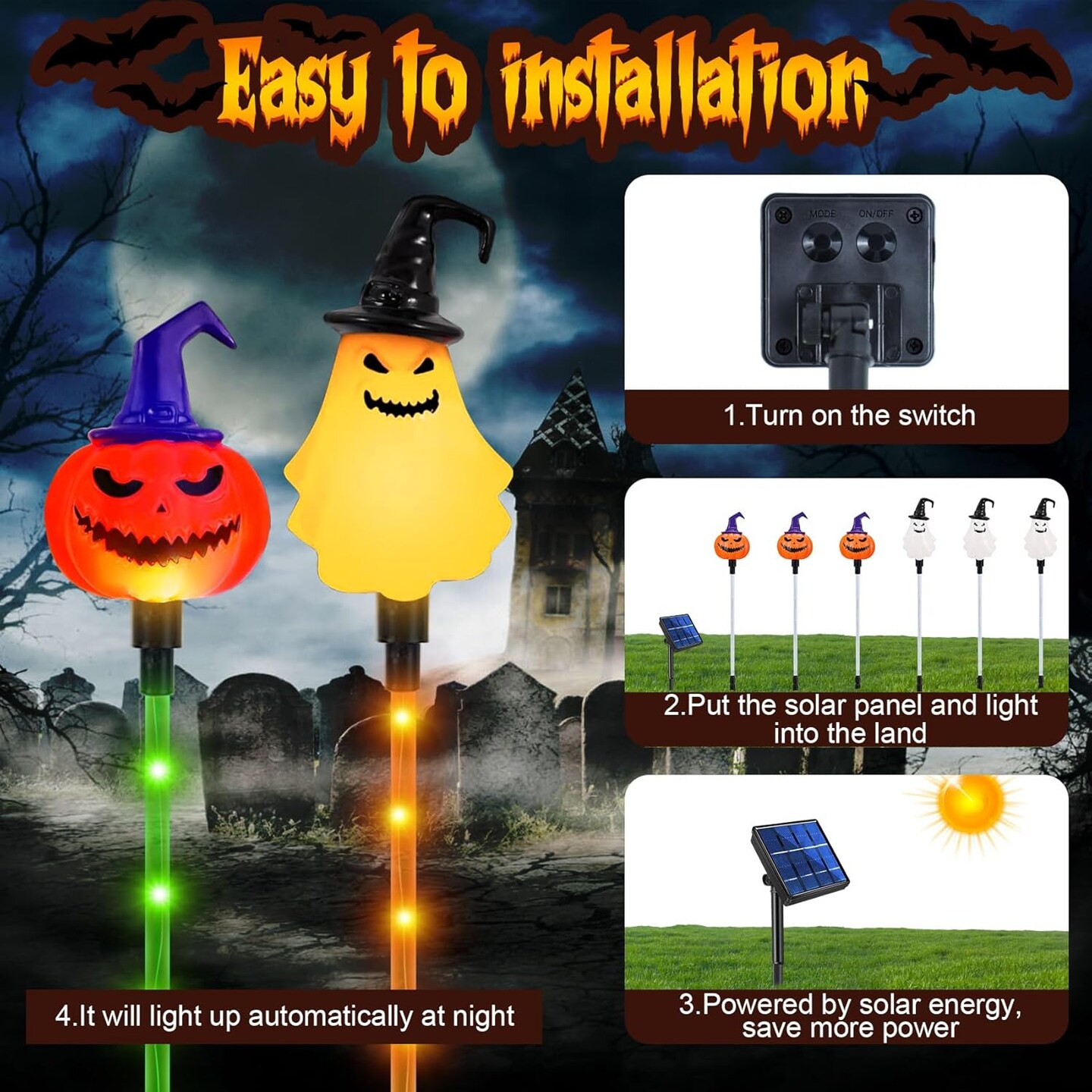 Halloween Pumpkin Pathway Solar Lights