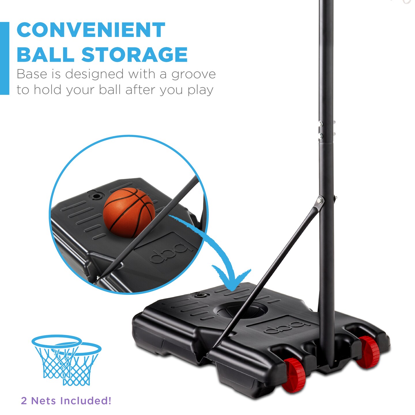 Best Choice Products Kids Height-Adjustable Basketball Hoop, Portable Backboard System w/ 2 Wheels