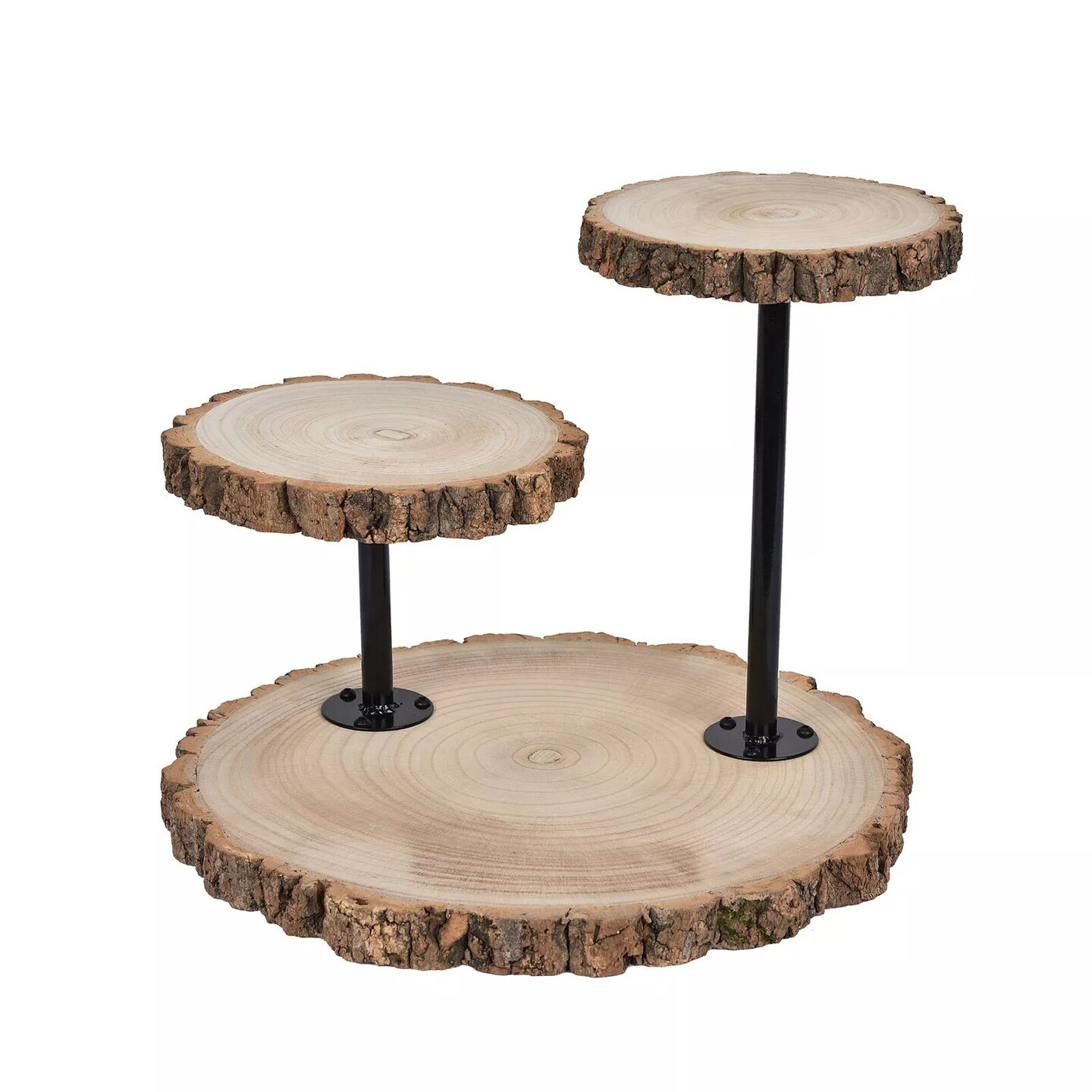 14" Brown 3 Tier Round Natural Wooden Cupcake Dessert Stand Party Event