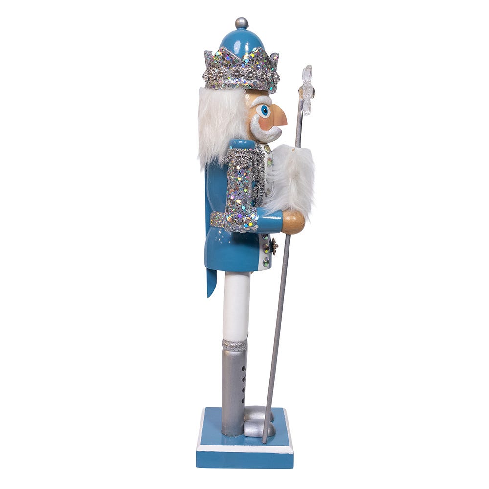 Kurt Adler Wooden 15-Inch Blue and Platinum Nutcracker