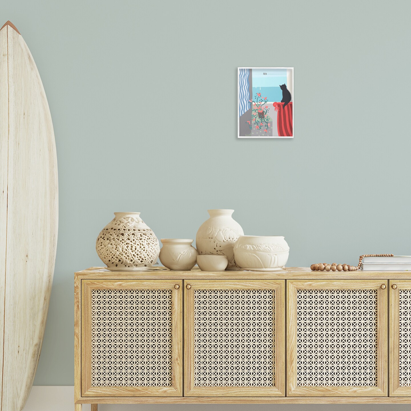 Stupell Industries Window Beach View Framed Giclee Wall Art Design by Betty Boynes