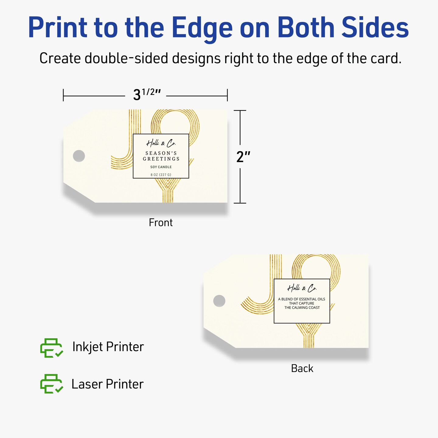 2&#x22; x 3-1/2&#x22; Rectangular Banner, Matte Ivory Printable Tags