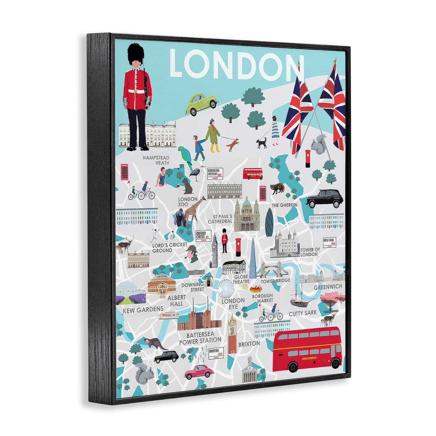 Stupell Industries London Landmark Map Framed Giclee Wall Art Design by Betty Boynes