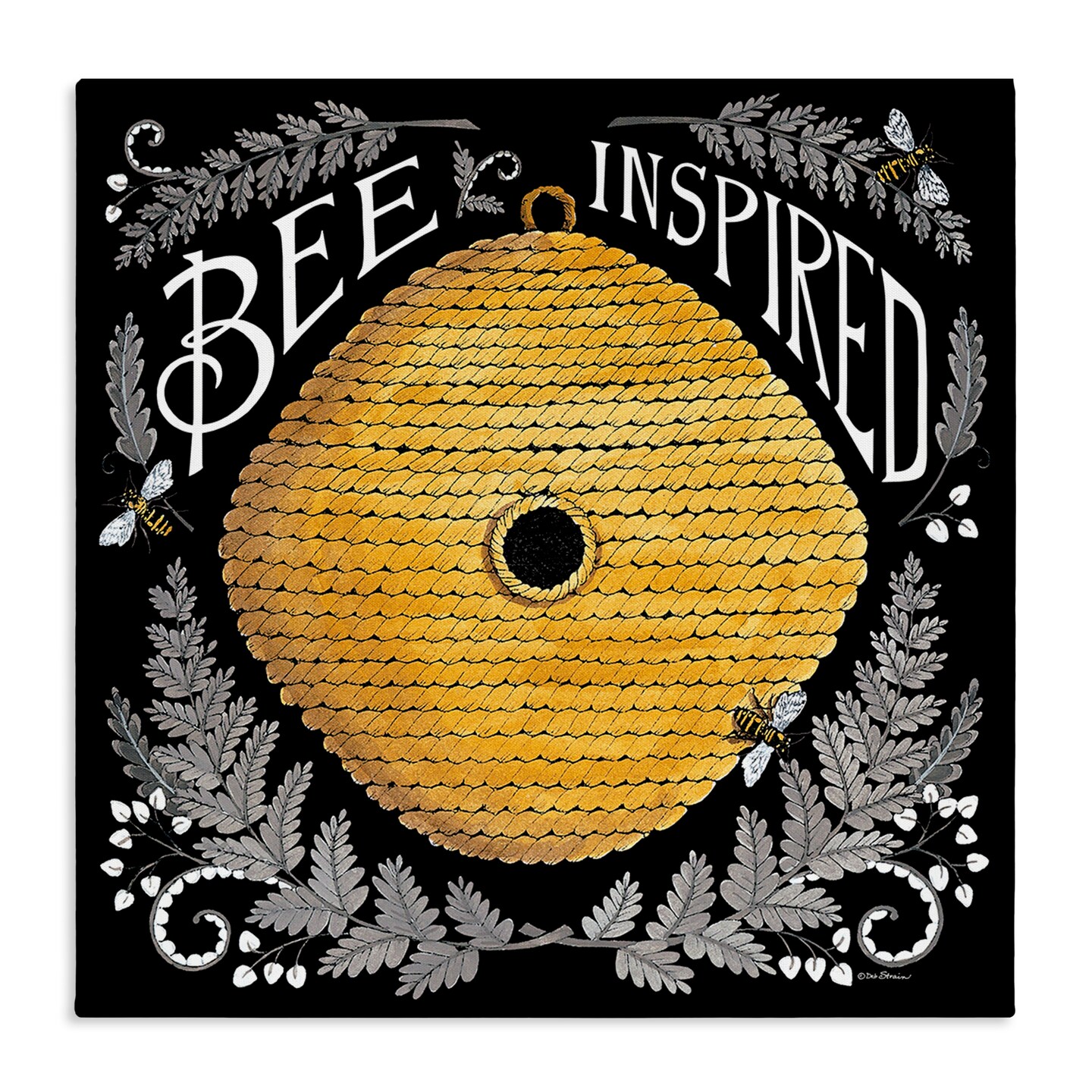 Stupell Industries Bee Inspired with Hive Canvas Wall Art Design by Deb Strain