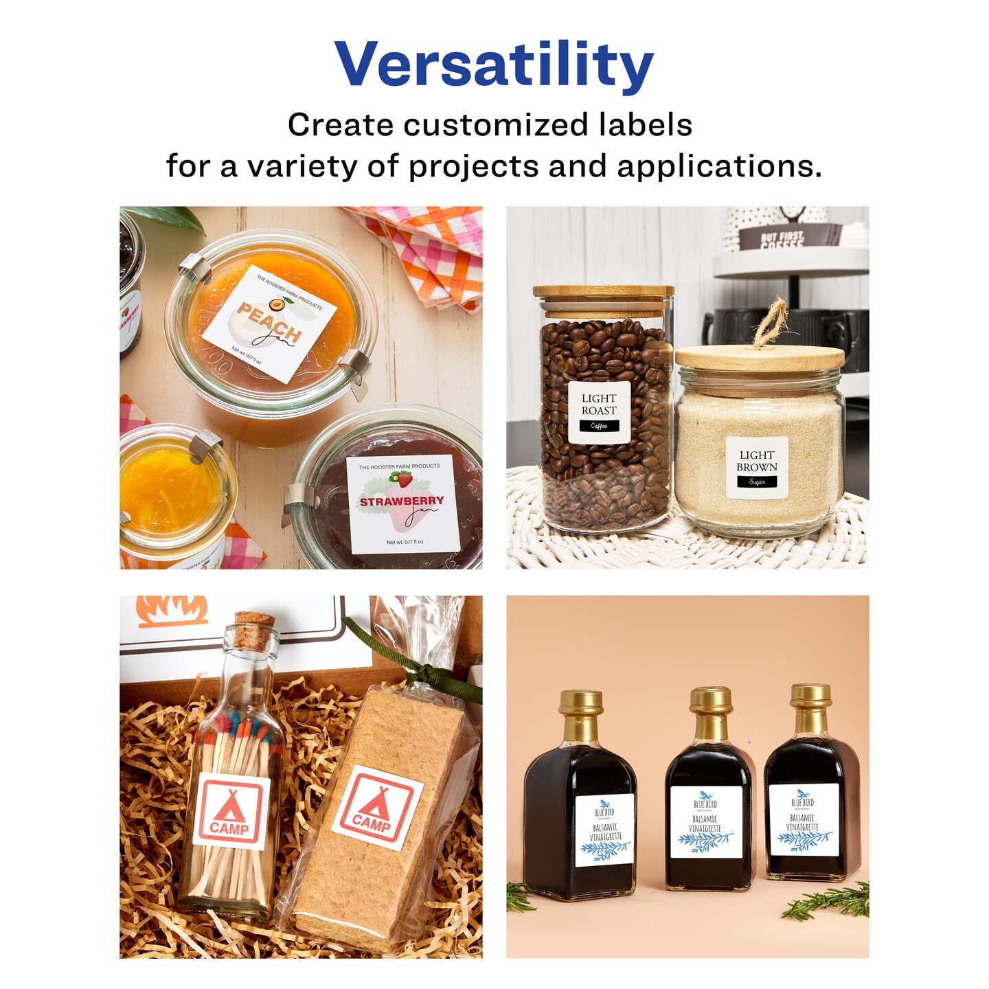 Avery Matte White Removable Square Labels with Sure Feed Technology, Print-to-the-Edge, 2-1/8&#x22; x 2-1/8&#x22;