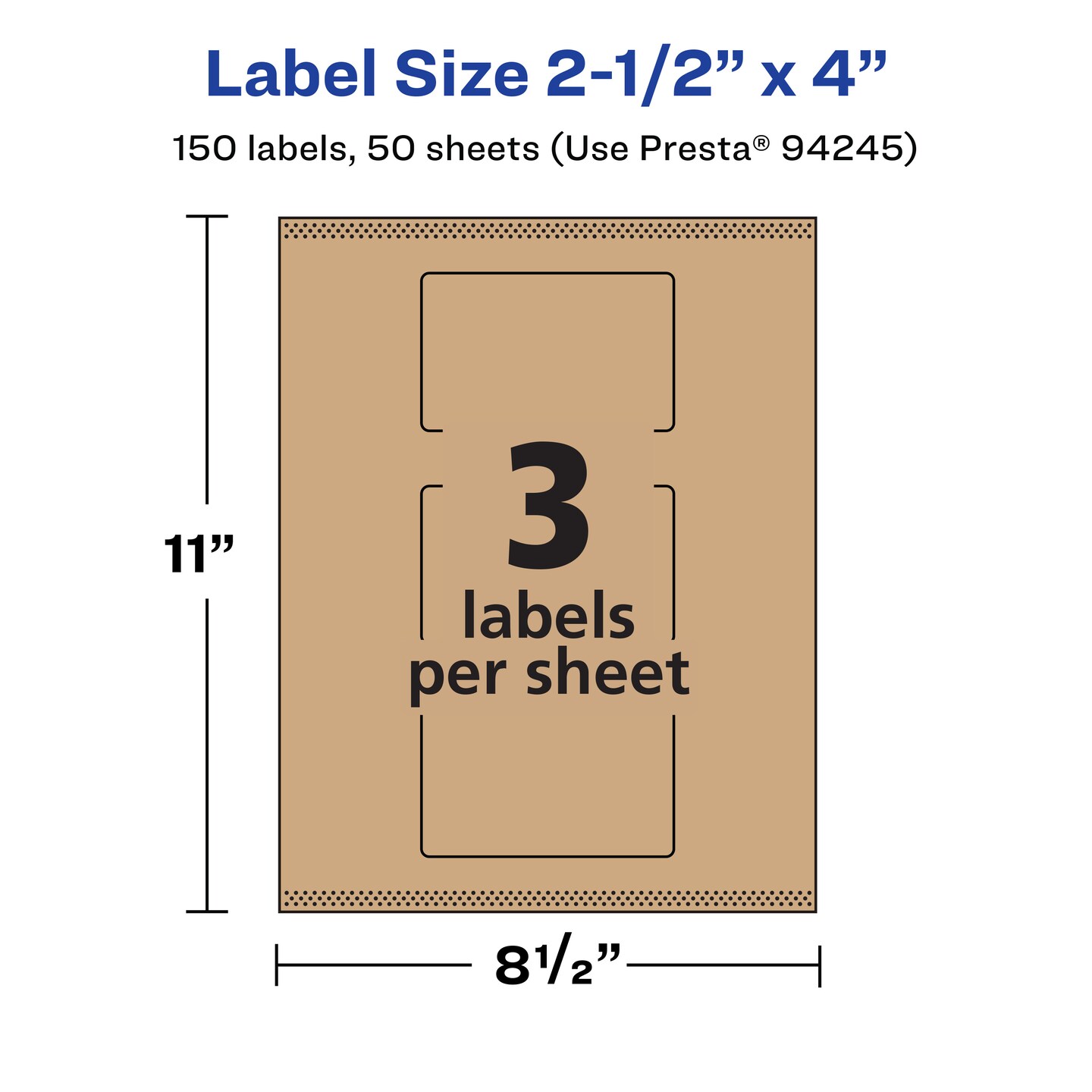 Avery Kraft Brown Rectangle Labels with Sure Feed, 2.5&#x22; x 4&#x22;