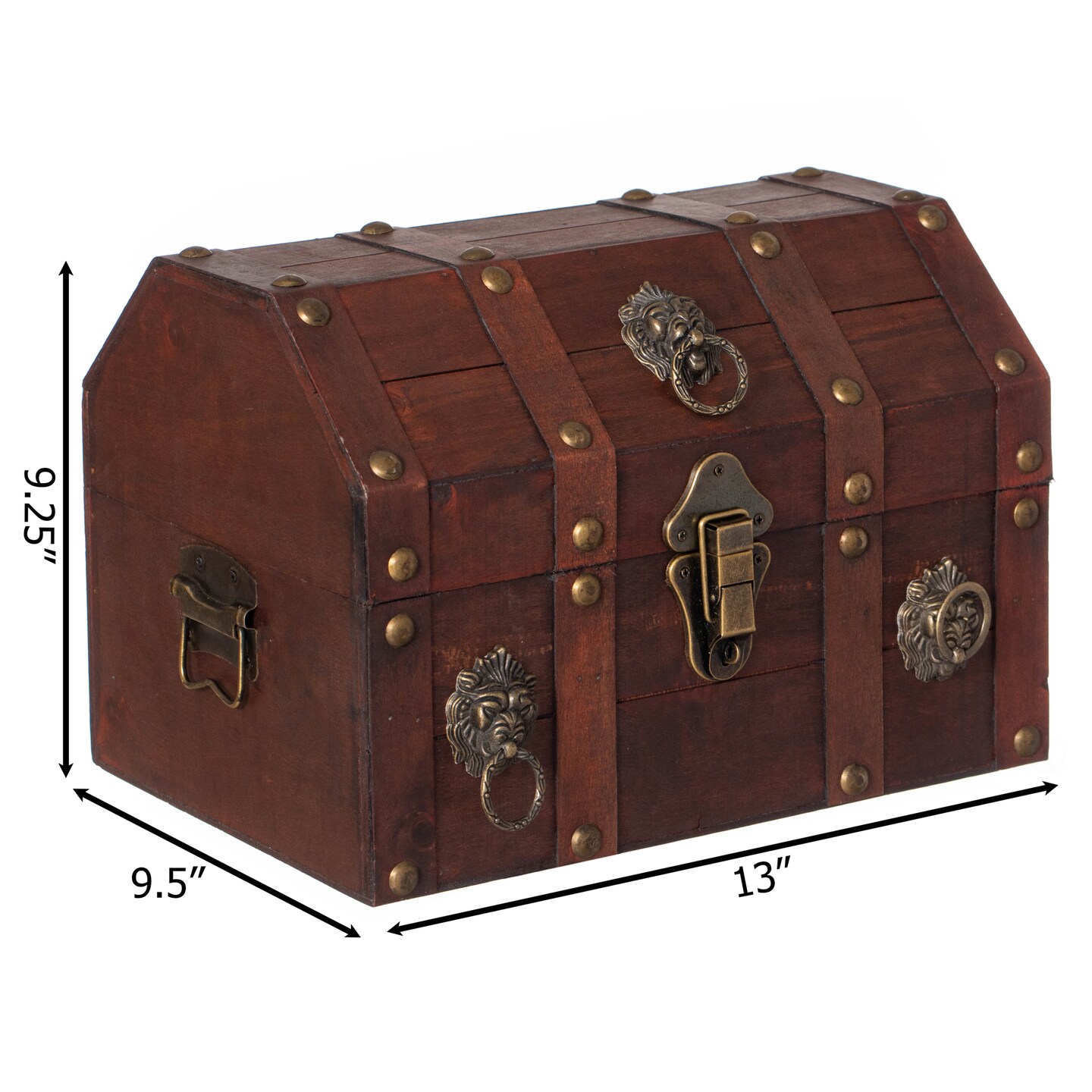 Handmade Pirate Treasure Chest with Lockable Latch - Vintage Wooden Storage Trunk and Treasure Box with Hinged Lid - Antique Decorative Storage Box for Pirate-Themed Birthday Party and Keepsakes