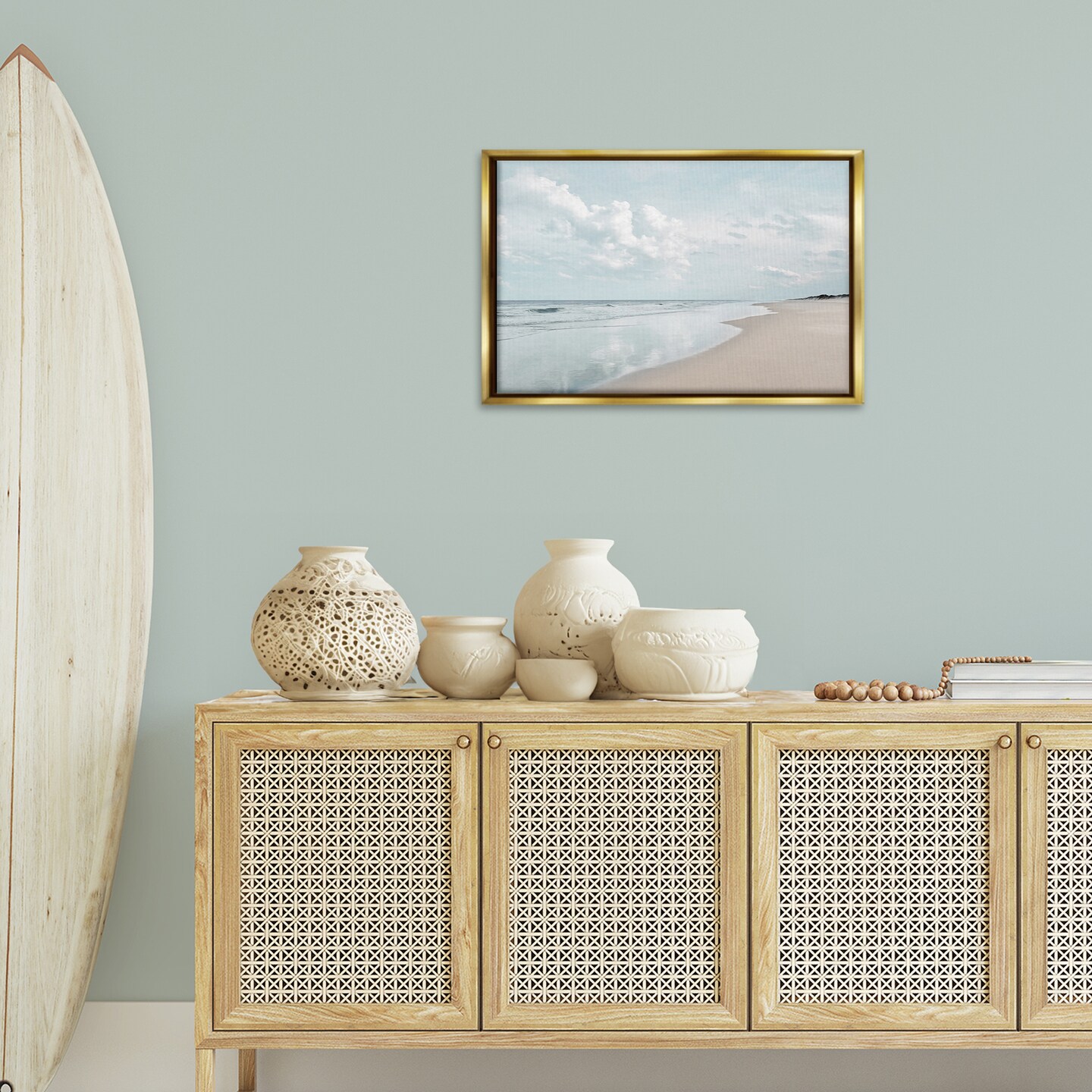 Stupell Industries Endless Beach View Framed Floater Canvas Wall Art Design by Natalie Carpentieri