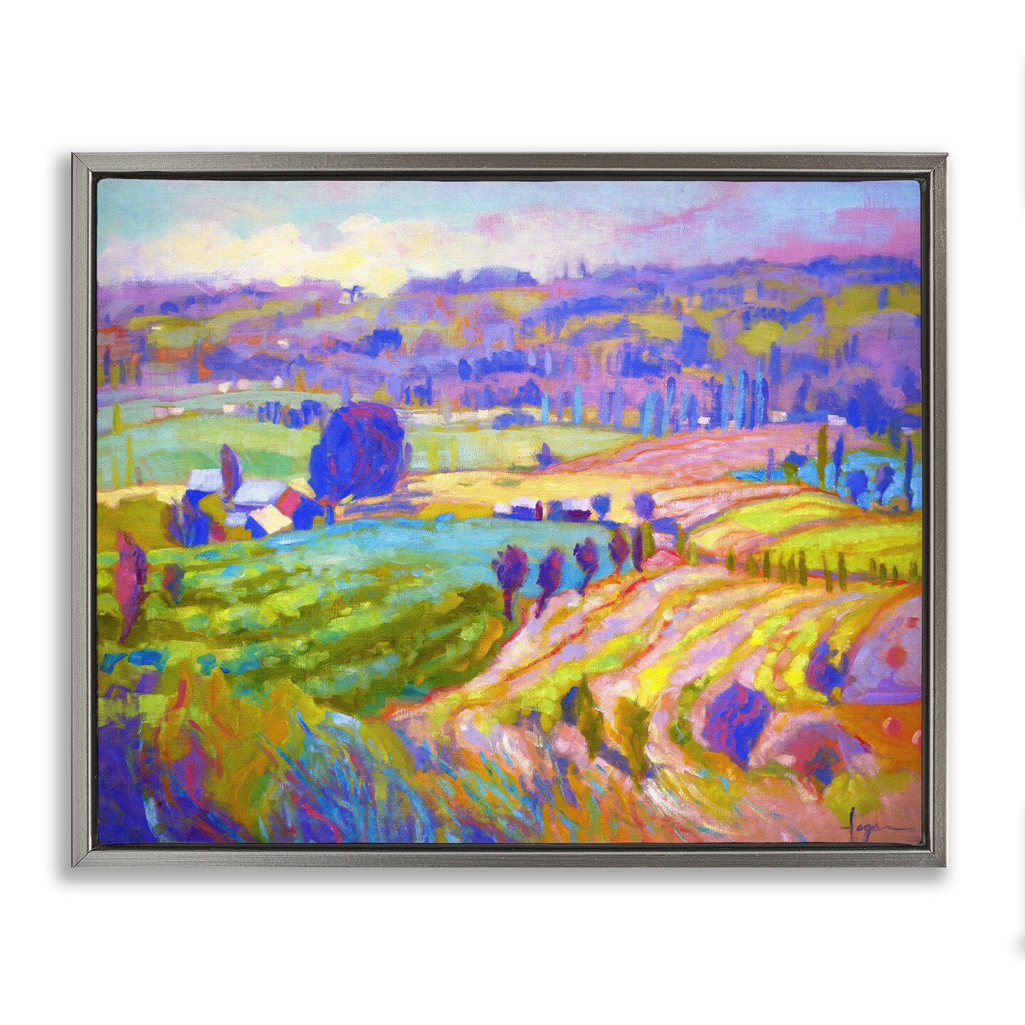 Stupell Industries Classic Farm Purple Accents Framed Floater Canvas Wall Art Design by Dorothy Fagan