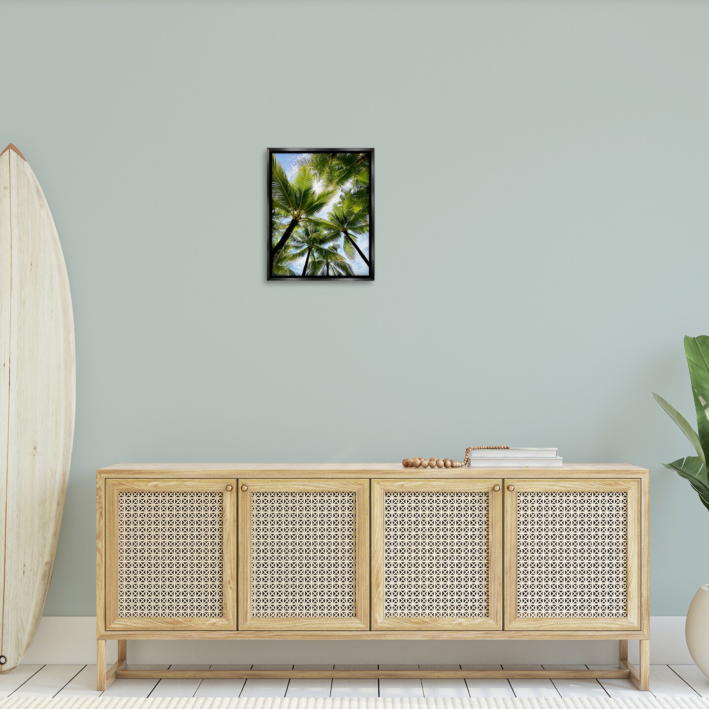 Stupell Industries Overhead Palm Trees Framed Floater Canvas Wall Art Design by Kali Wilson