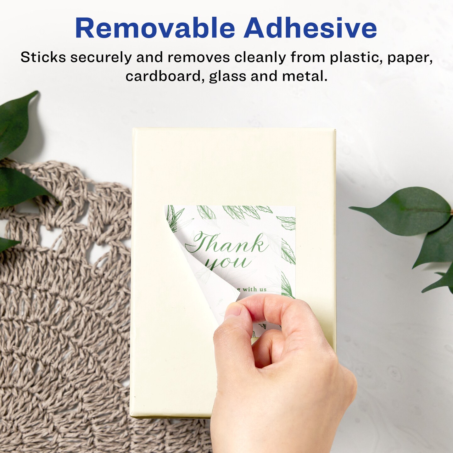 Avery Matte White Removable Square Labels with Sure Feed Technology, Print-to-the-Edge, 3&#x22; x 3&#x22;