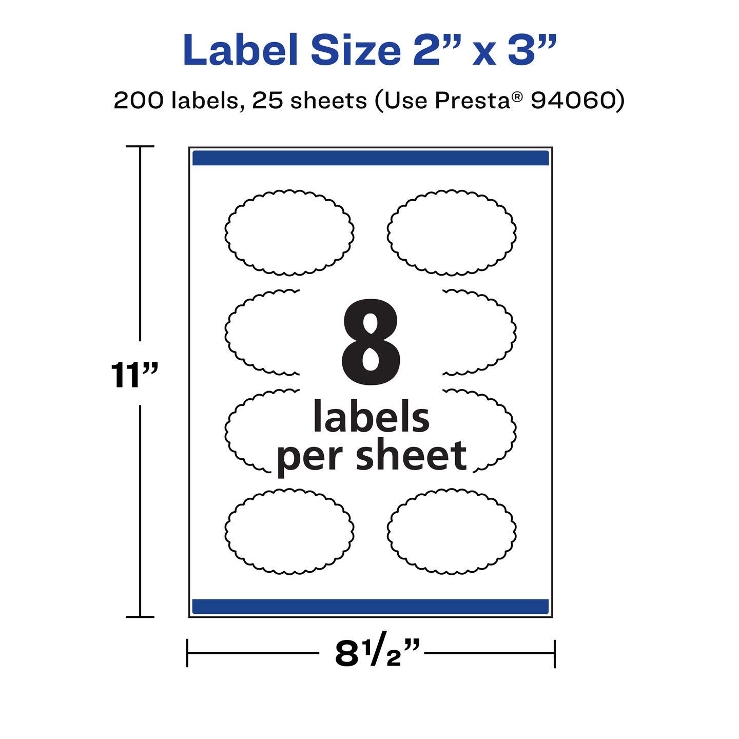 Avery Durable Waterproof Oval Scalloped Labels with Sure Feed, 2&#x22; x 3&#x22;