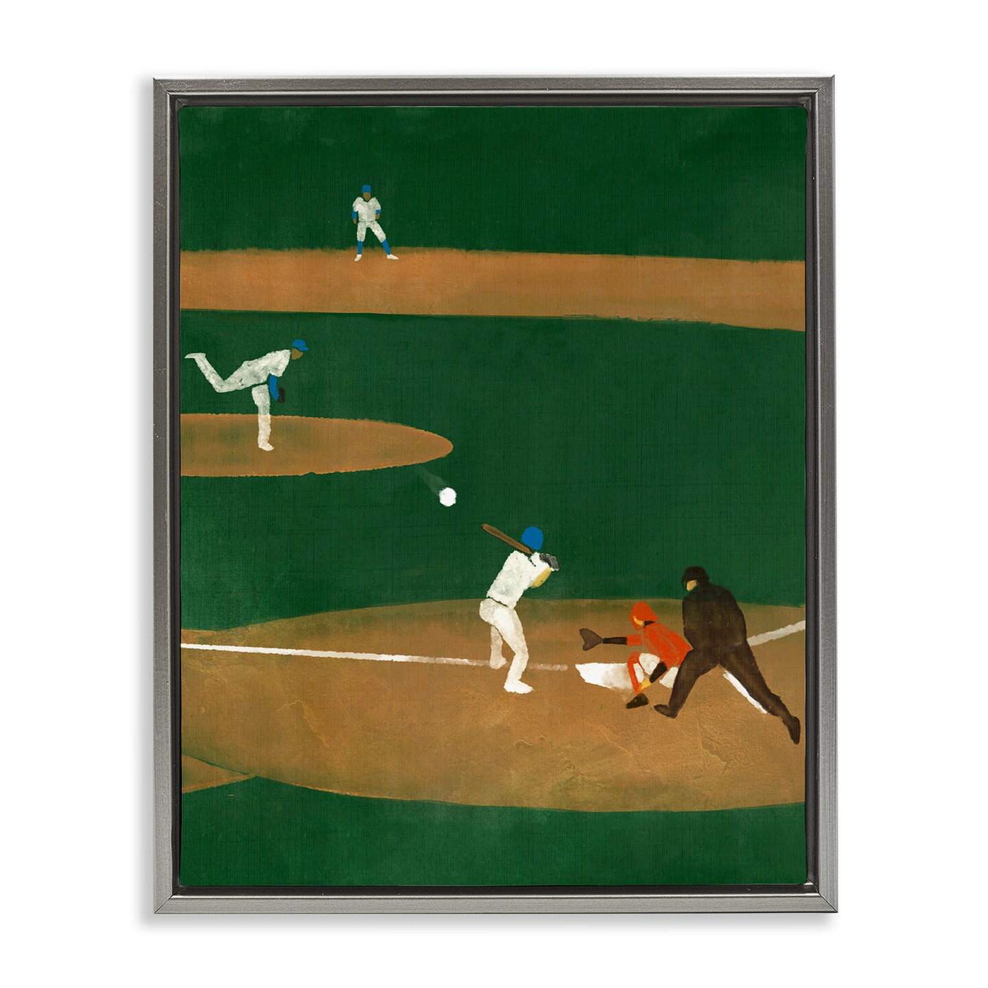 Stupell Industries Baseball Players View Framed Floater Canvas Wall Art Design by Daphne Polselli