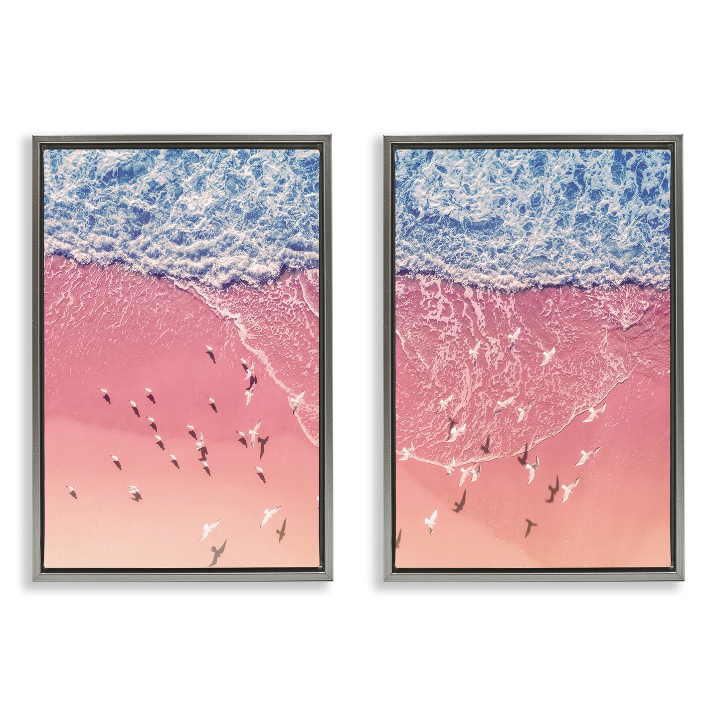 Stupell Industries Minimalist Aerial Beach 2 pc Framed Floater Canvas Wall Art Set Design by Nataly White