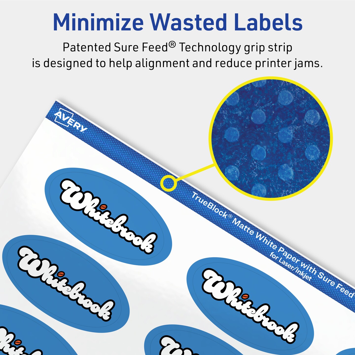 Avery TrueBlock Matte White Paper Labels,  1&#x22; x 2&#x22; Oval
