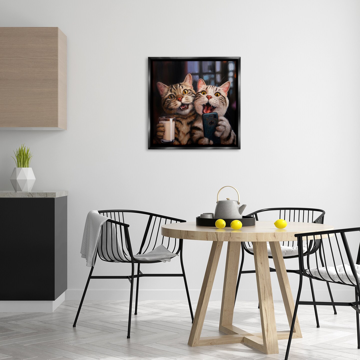 Stupell Industries Happy Selfie Cats Framed Floater Canvas Wall Art Design by Lucia Heffernan