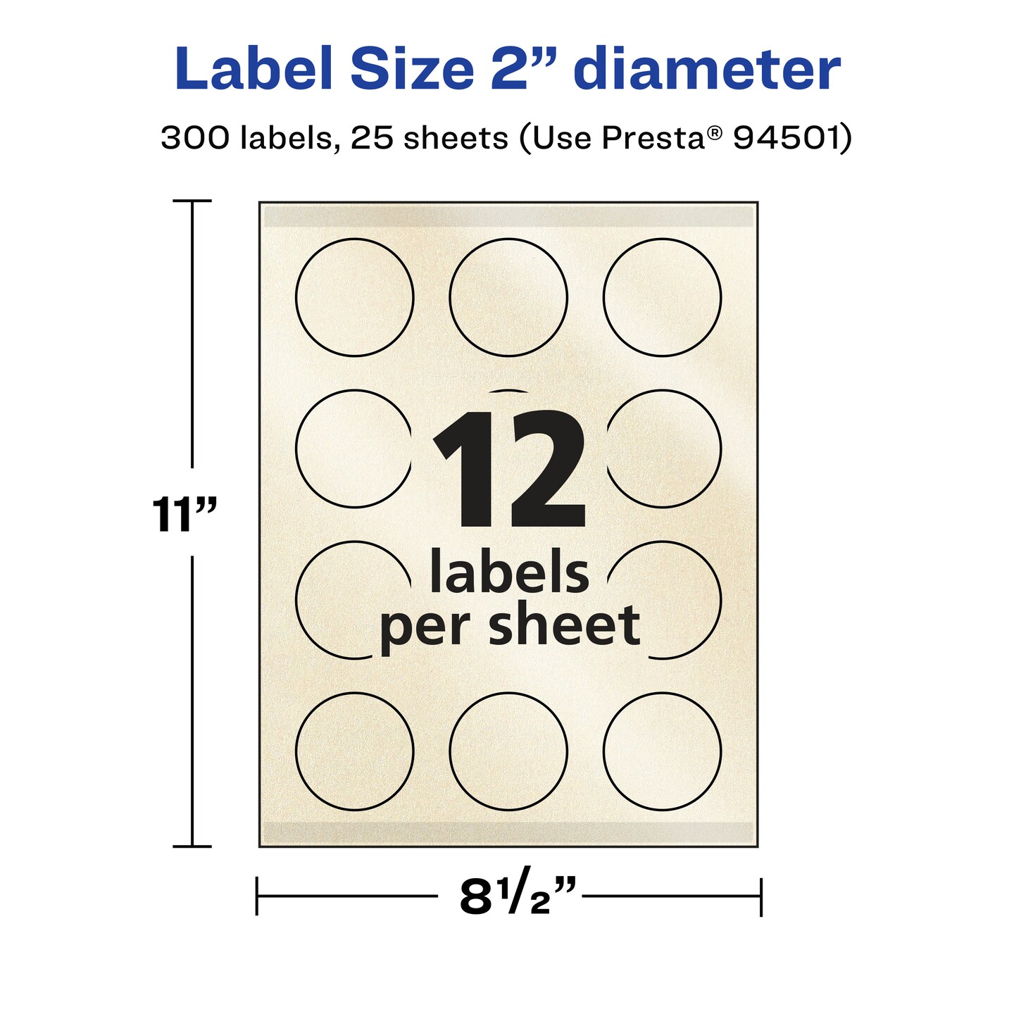 Avery Pearlized Ivory Round Labels with Sure Feed Technology, Print-to-the-Edge, 2&#x22; diameter