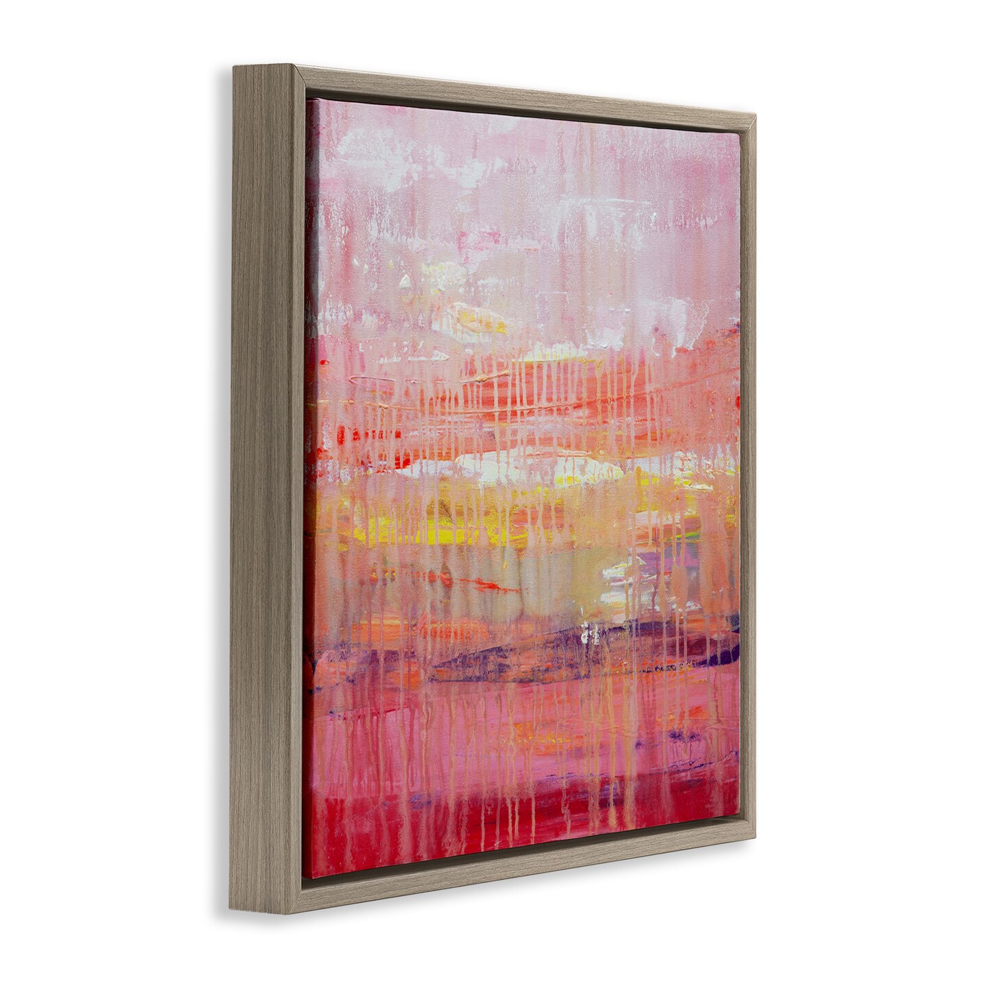 Stupell Industries Dripping Paint on Pink Framed Floater Canvas Wall Art Design by Hilary Winfield