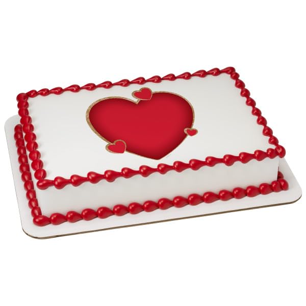 Red Hearts Valentine Valentines PhotoCake&#xAE; Edible Cake Topper Icing Image for 1/4 Sheet cake or larger