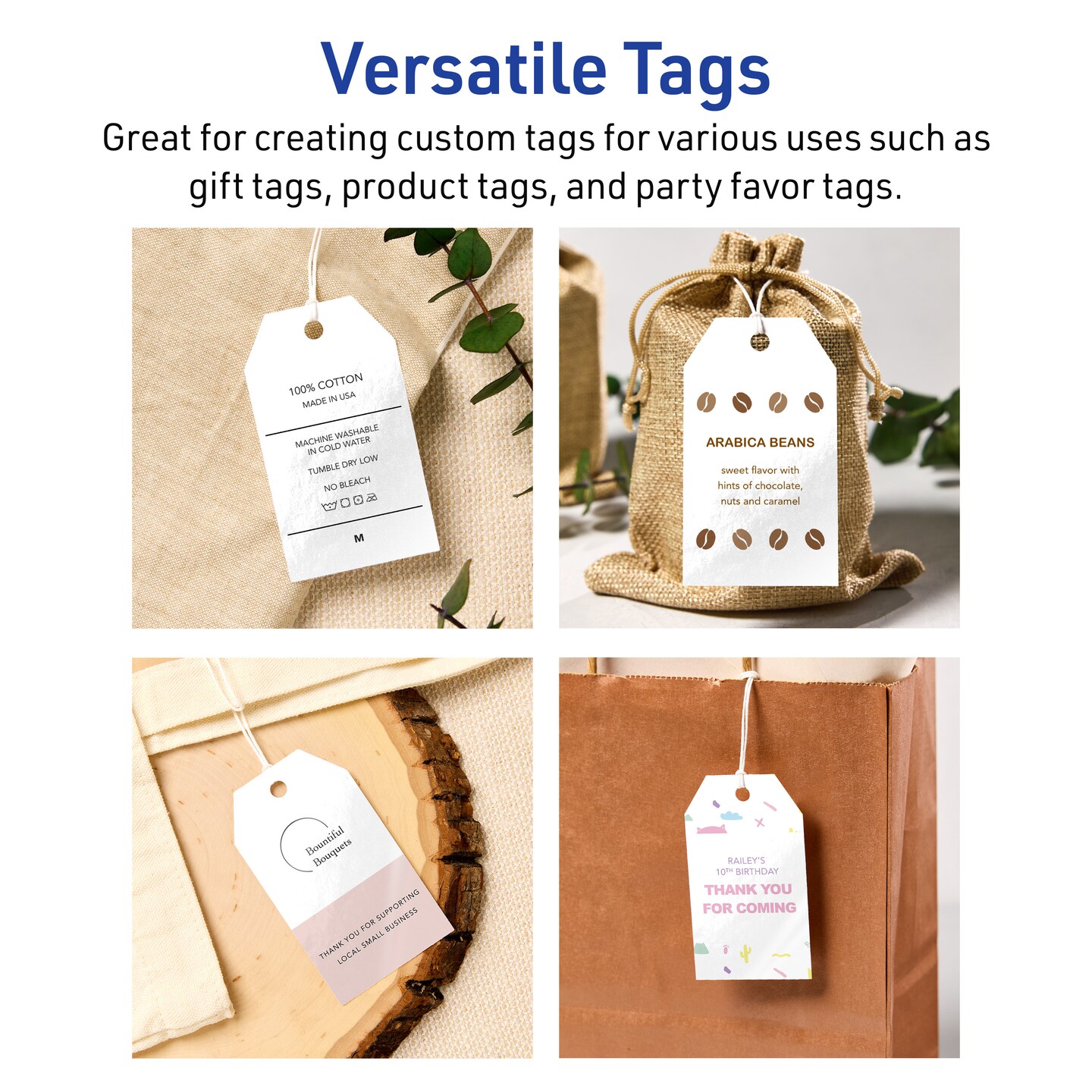 2&#x22; x 3-1/2&#x22; Rectangular Banner, Glossy White Printable Tags
