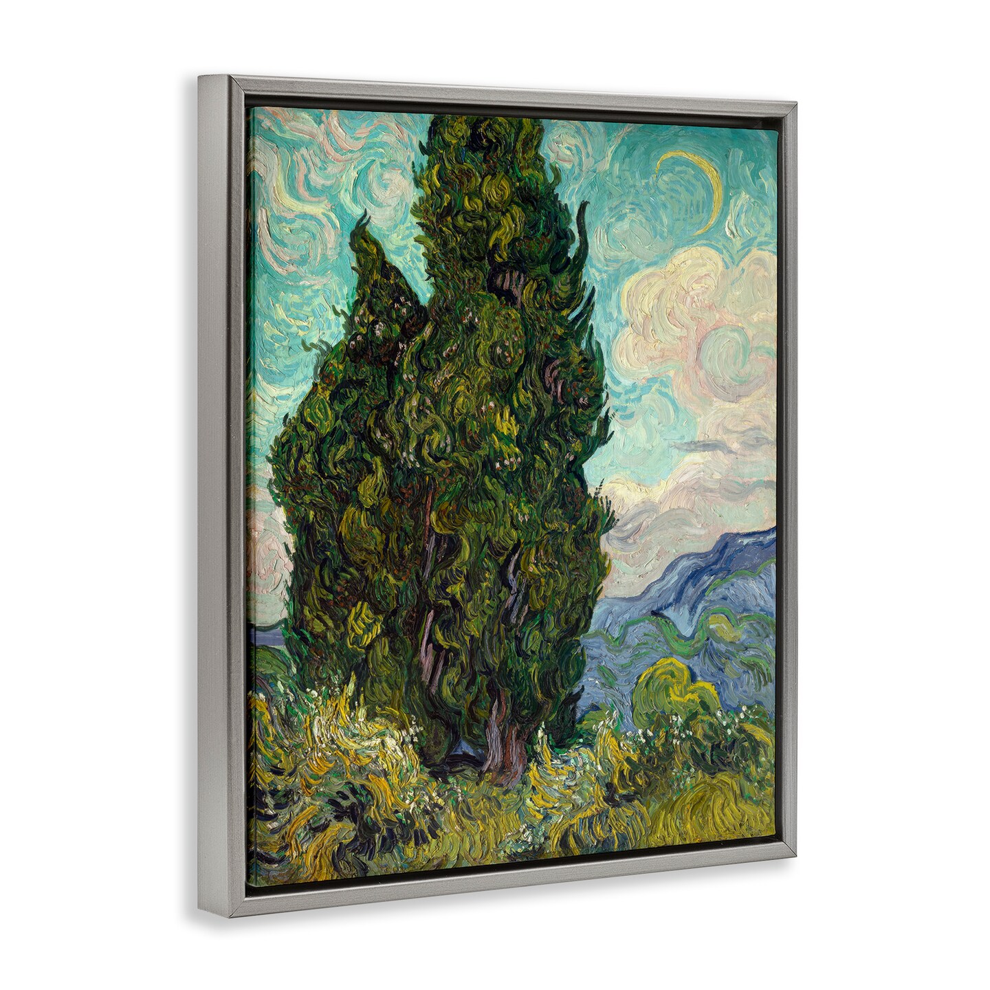 Stupell Industries Van Gogh Cypress Landscape Framed Floater Canvas Wall Art Design by one1000paintings