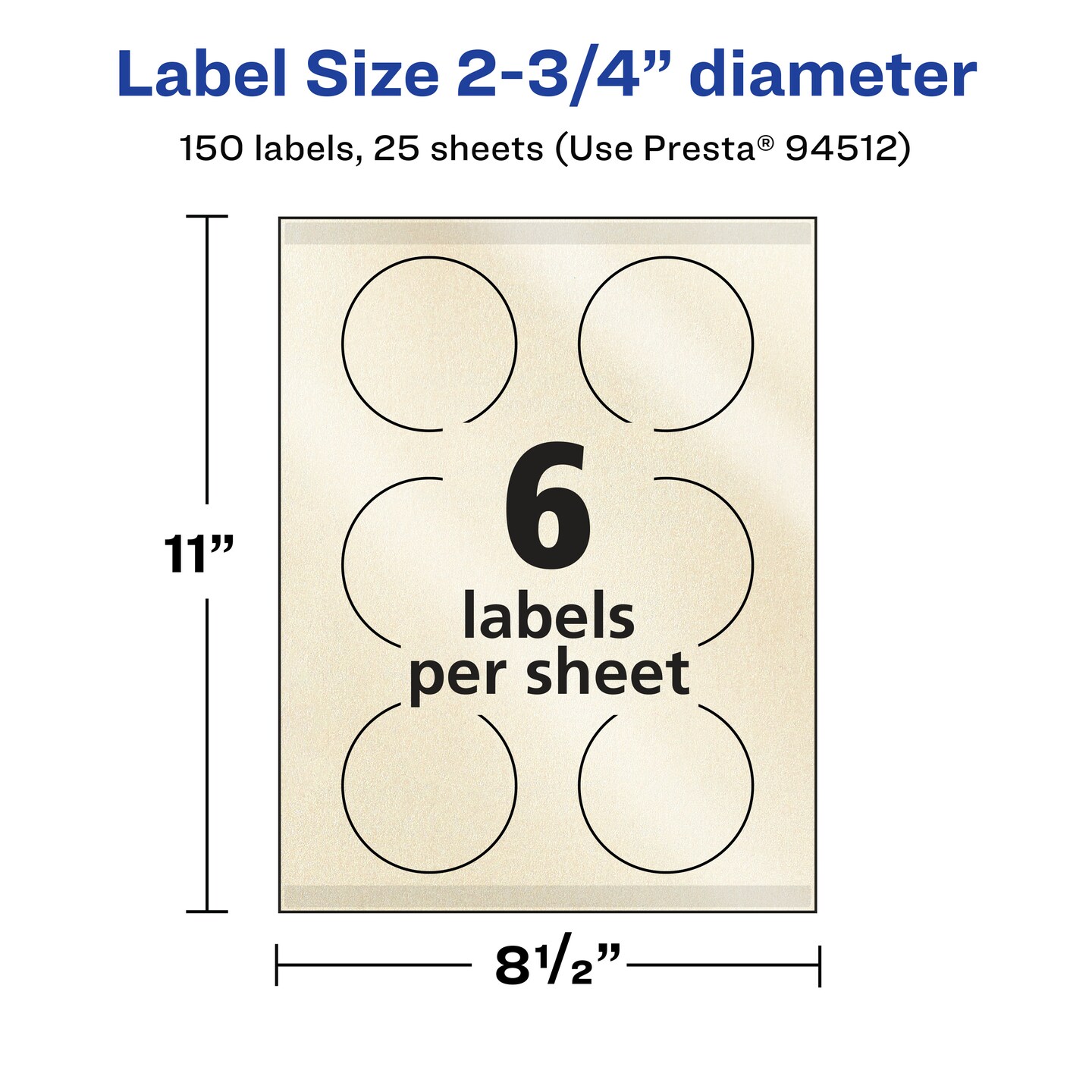 Avery Pearlized Ivory Round Labels with Sure Feed Technology, Print-to-the-Edge, 2.75&#x22; diameter