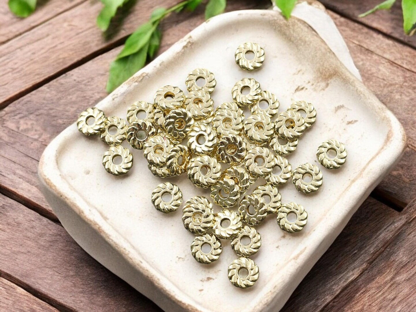 *50* 6x2mm 18k Gold Plated Heishi Rondelle Spacer Beads