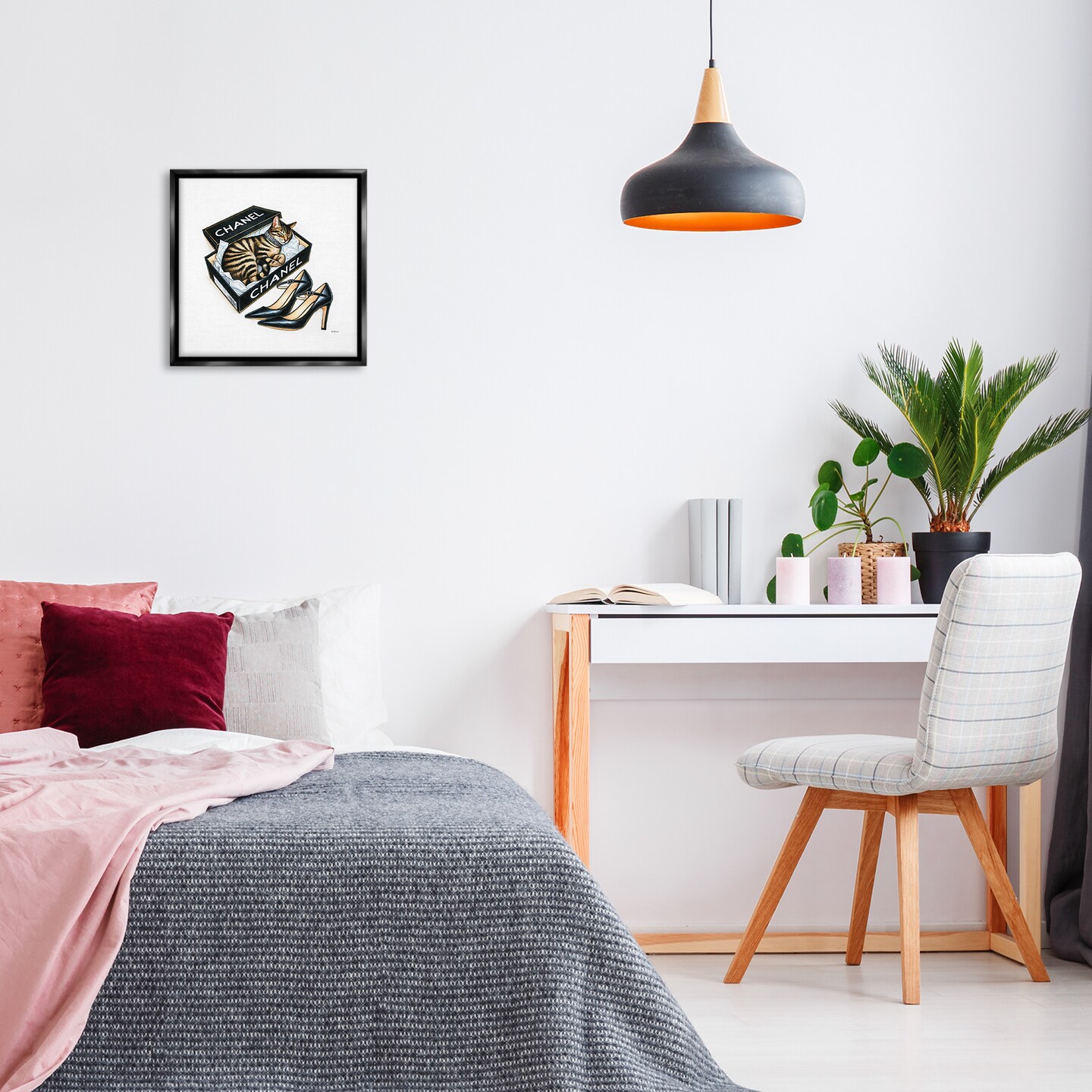 Stupell Industries Sleeping Cat in Shoe Box Framed Floater Canvas Wall Art Design by Amanda Greenwood