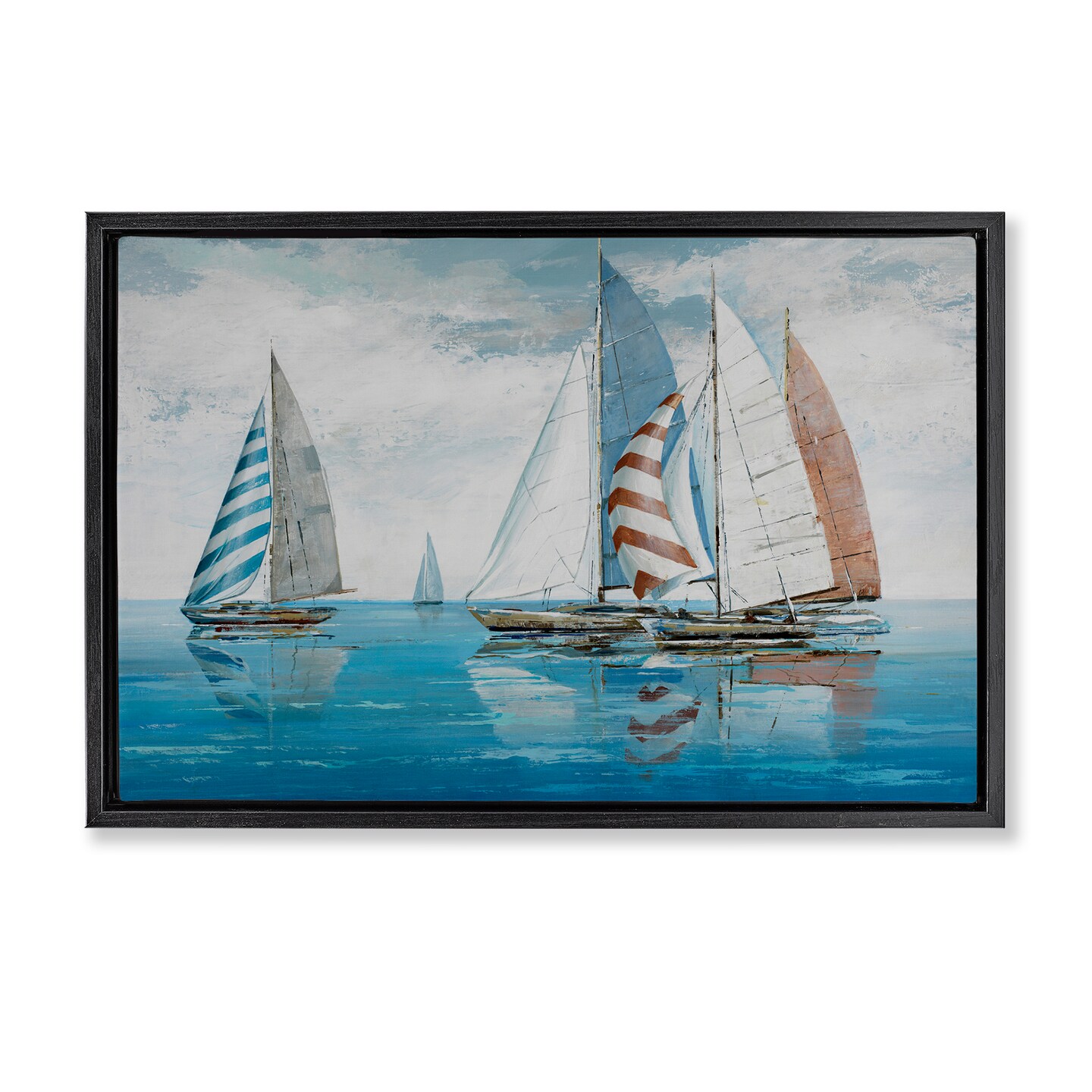 Stupell Industries Maritime Ocean Yachts Framed Floater Canvas Wall Art Design by Max Maxx
