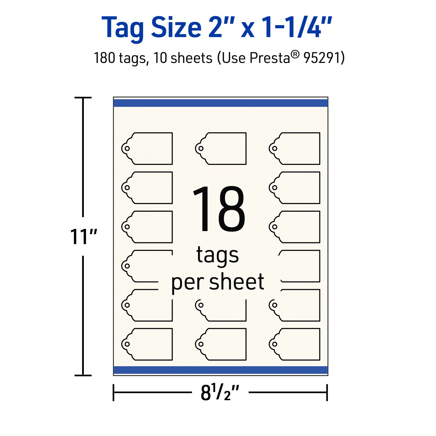 2&#x22; x 1-1/4&#x22; Rectangle Scalloped Edge, Matte Ivory Printable Tags