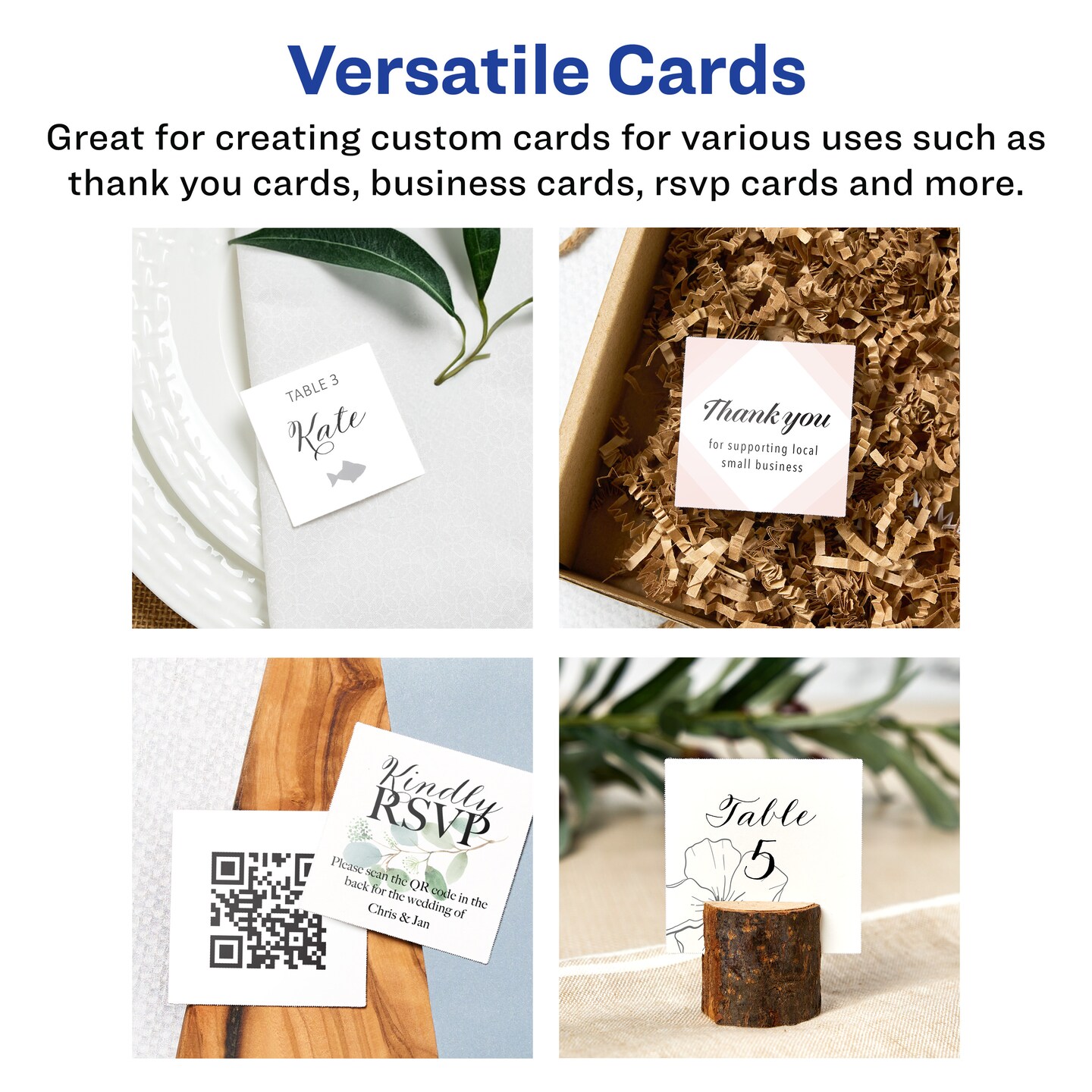 Avery Printable Matte White Cards with Sure Feed, 2&#x22; x 2&#x22; Square