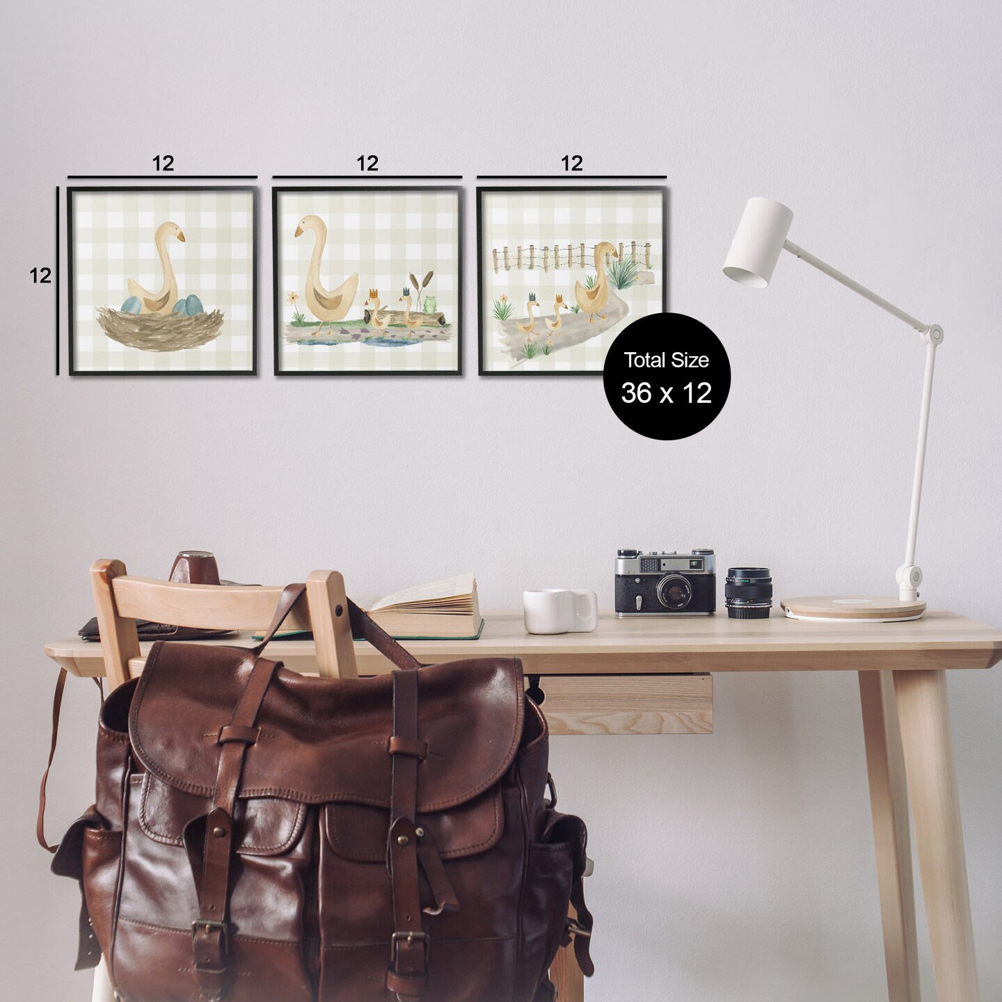 Stupell Industries Mama Goose & Ducklings 3 pc Framed Giclee Wall Art Set Design by Lucille Price