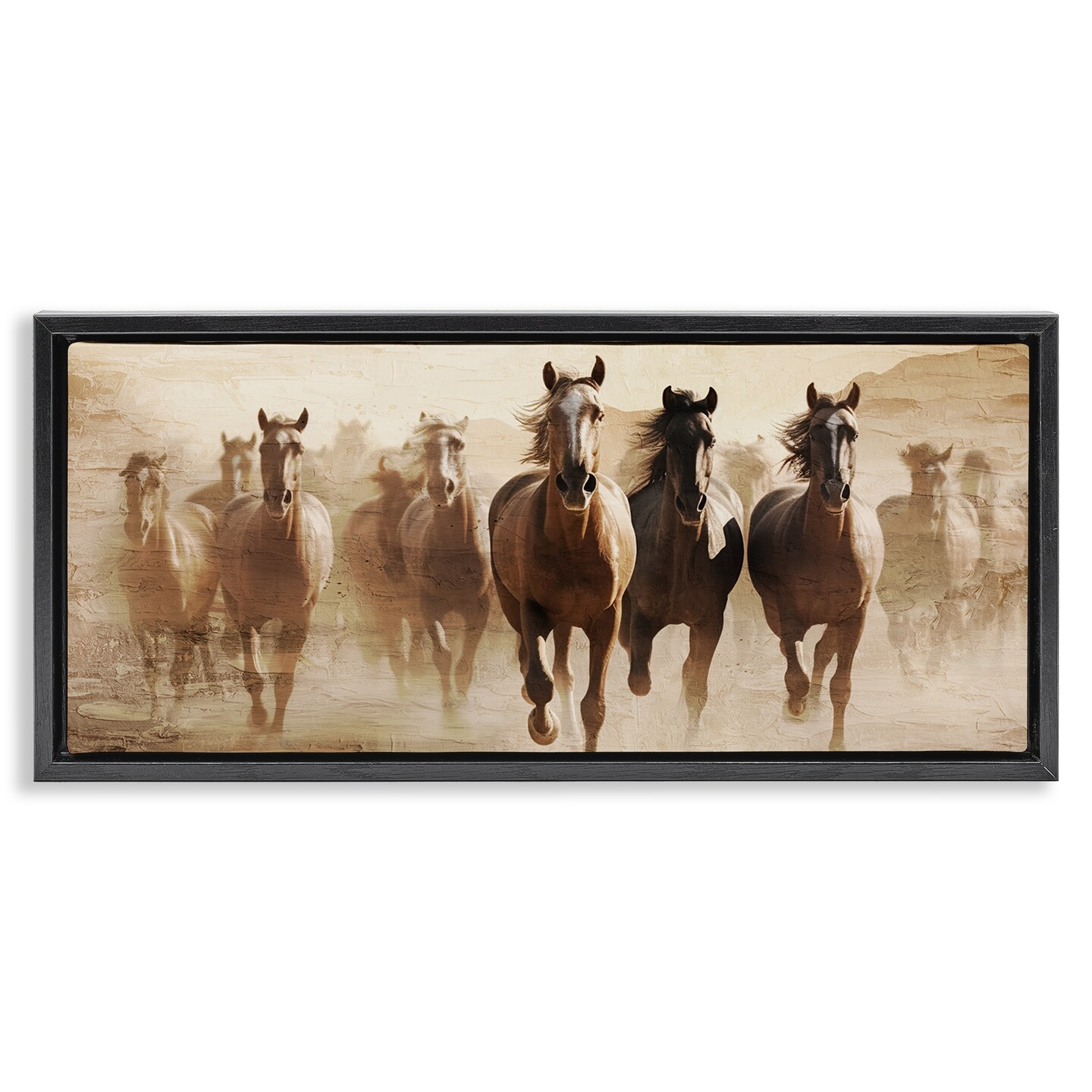 Stupell Industries Rustic Layered Gallop Framed Floater Canvas Wall Art Design by Kim Allen