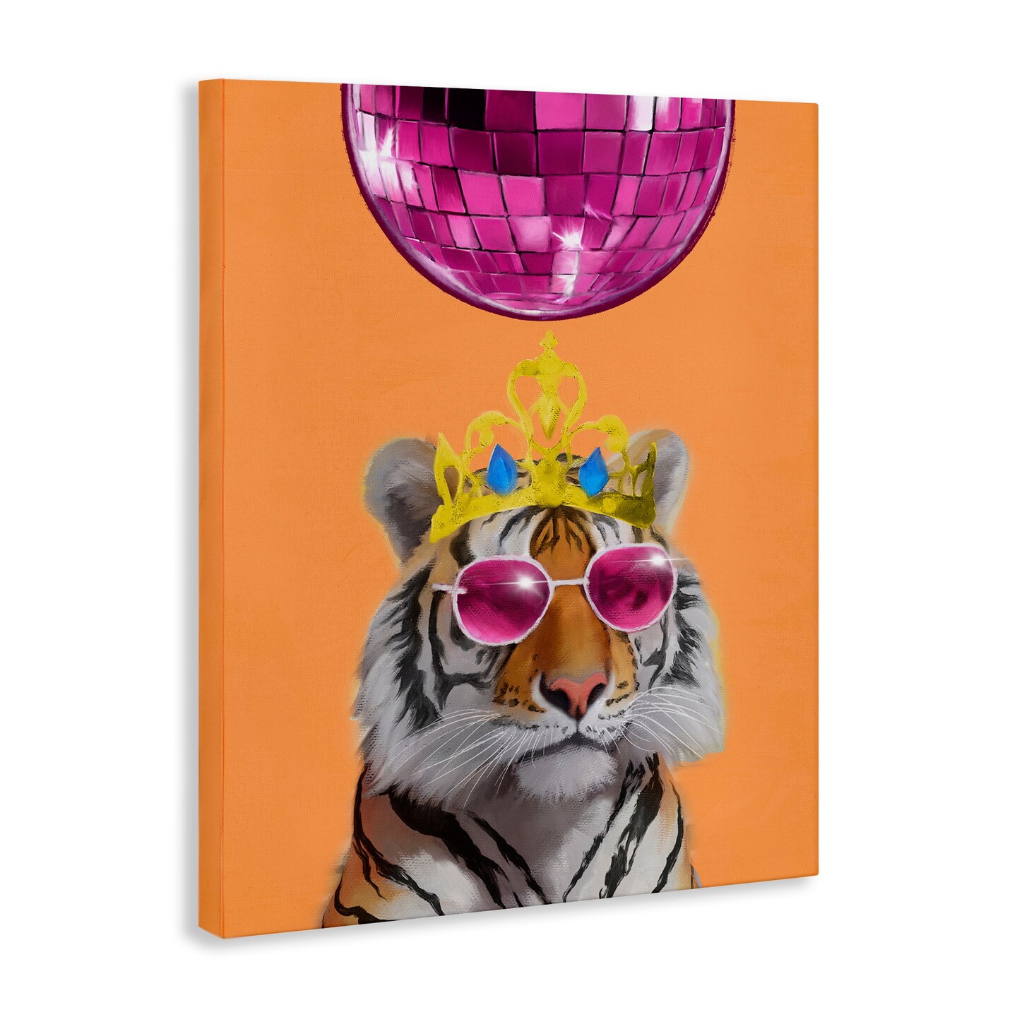Stupell Industries Disco Tiger with Crown Canvas Wall Art Design by Elizabeth Medley
