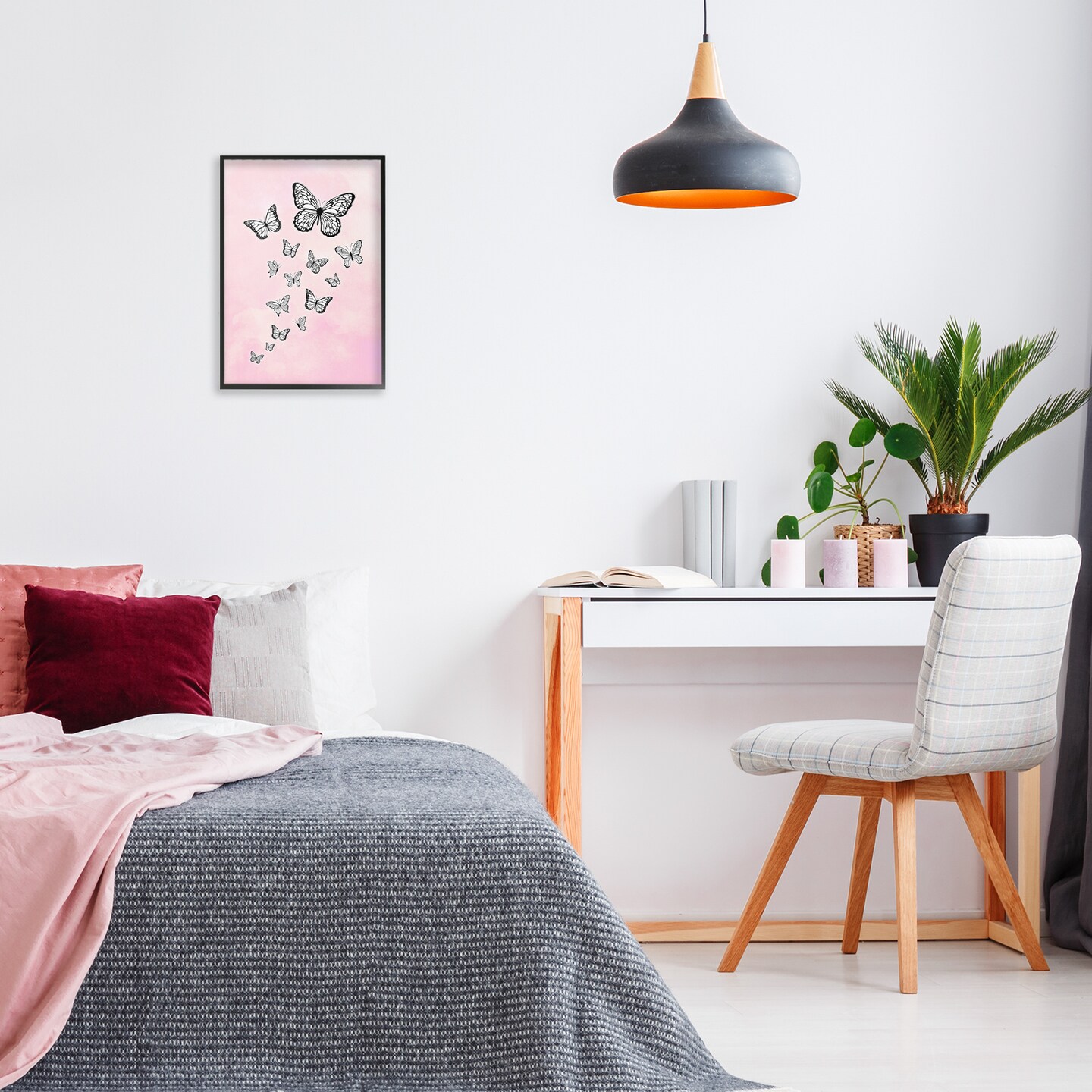 Stupell Industries Pink Fluttering Butterflies Framed Giclee Wall Art Design by Martina Pavlova