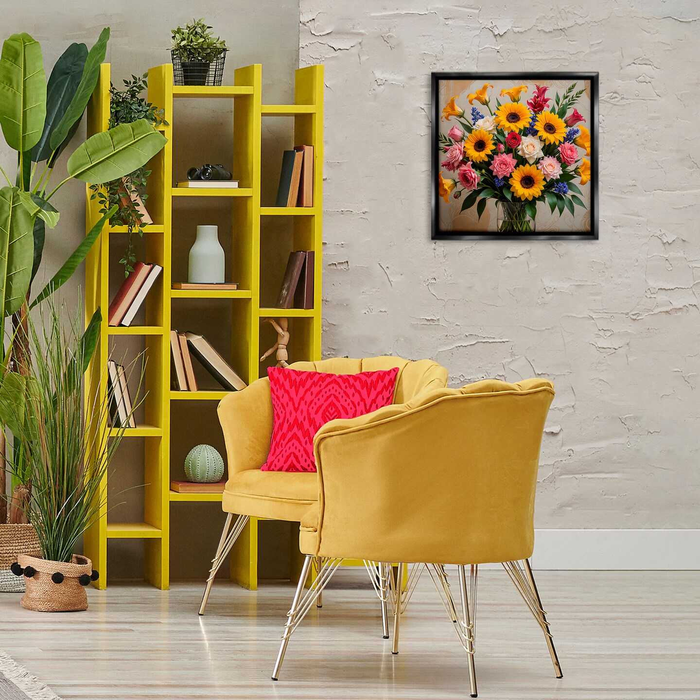 Stupell Industries Bold Sunflowers Mixed Bouquet Framed Floater Canvas Wall Art Design by Yuri Khrushch