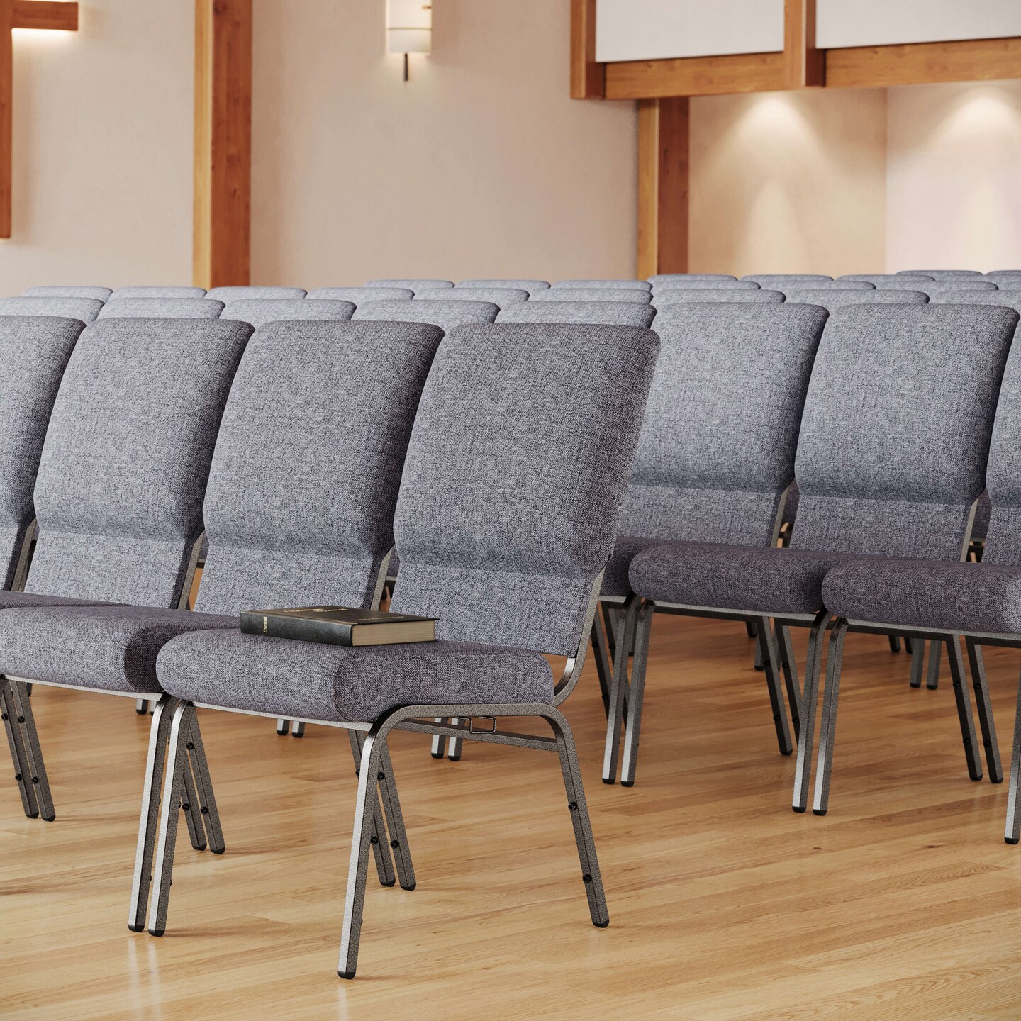 Emma and Oliver Church Chairs 18.5 in. Wide, Color: FossilFabric
