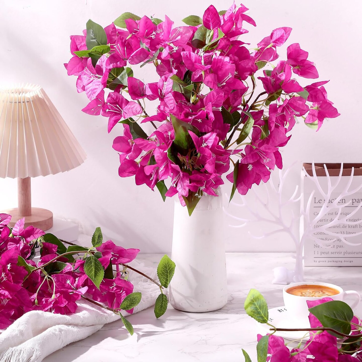 60 Pcs Artificial Faux Bougainvillea Fake Flower Tabletop Arrangement