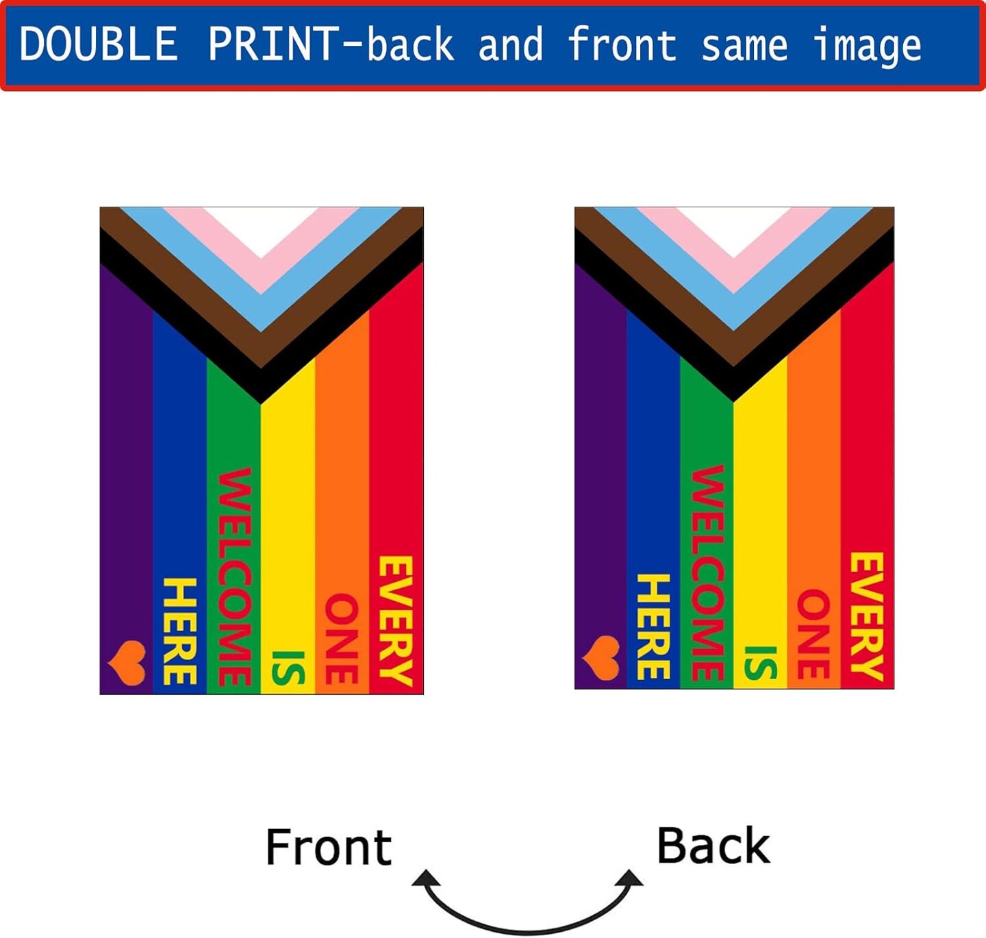 Progress Pride LGBTQ Garden Flag 12x18- Inclusive Progressive Pride Every One Is Welcome Here Small Rainbow Yard Flags for LGBT Lesbian Transgender Ally