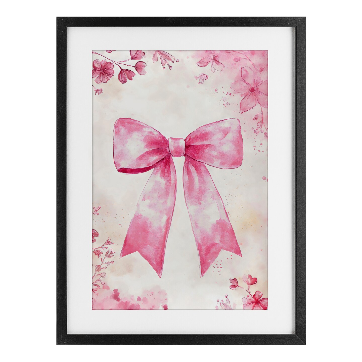 Stupell Industries Whimsical Floral Bow Pink & Beige Framed Print Under Glass, design by Creative Studio