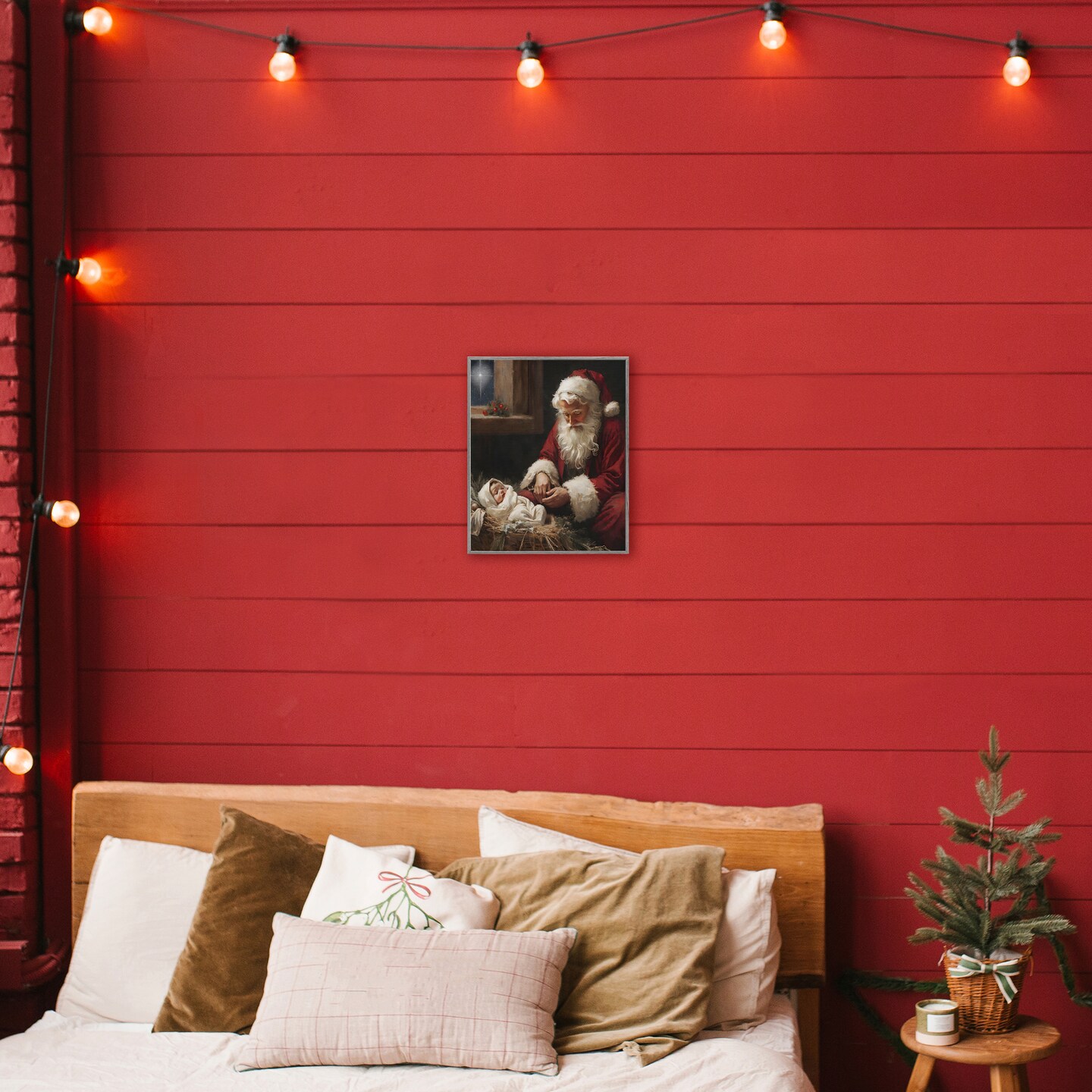 Stupell Industries Santa Believes with Baby Jesus Framed Giclee, design by Jo Moulton