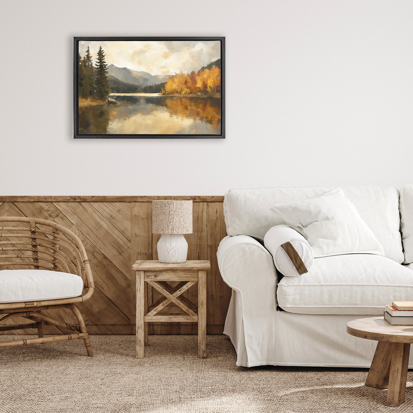 Stupell Industries Peaceful Autumn River Scenery Floating Frame, design by Petal Prints Design