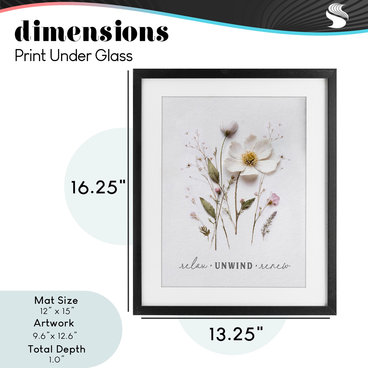 Stupell Industries Relaxing Pressed Flowers Framed Print Under Glass, design by Lettered and Lined
