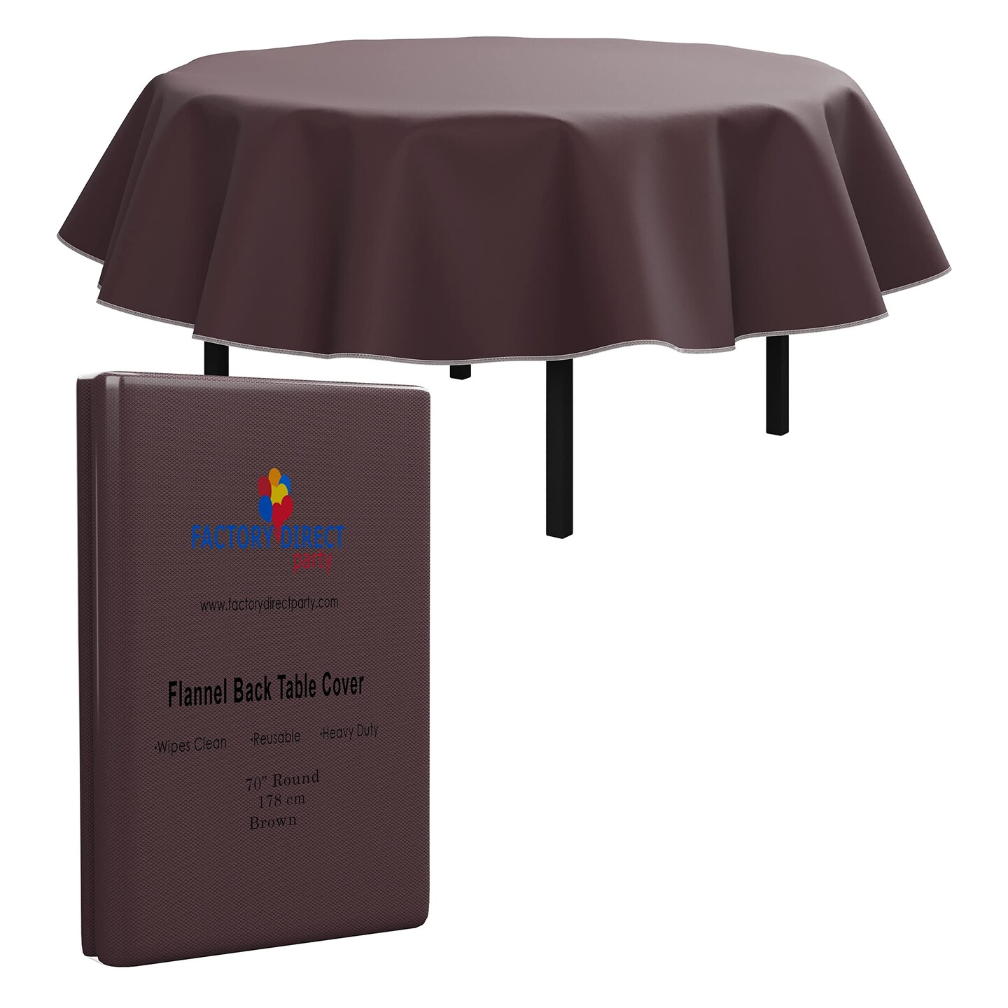 Exquisite Vinyl Tablecloth – 70" Round – Pack of 1 – Round Plastic Table Cover with Flannel Backing – Reusable & Waterproof Tablecloth for Parties and Events
