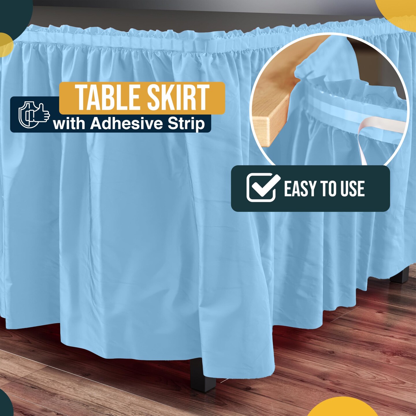 Ruffle Disposable Table Skirt 14 Ft Long Pleated Table Skirts with Adhesive Strip – Fits 6ft+ Rectangle or Round Tables – Ideal for Birthday Parties, Gender Reveal, Baby Showers & Event Decorations 6 pack by Exquisite