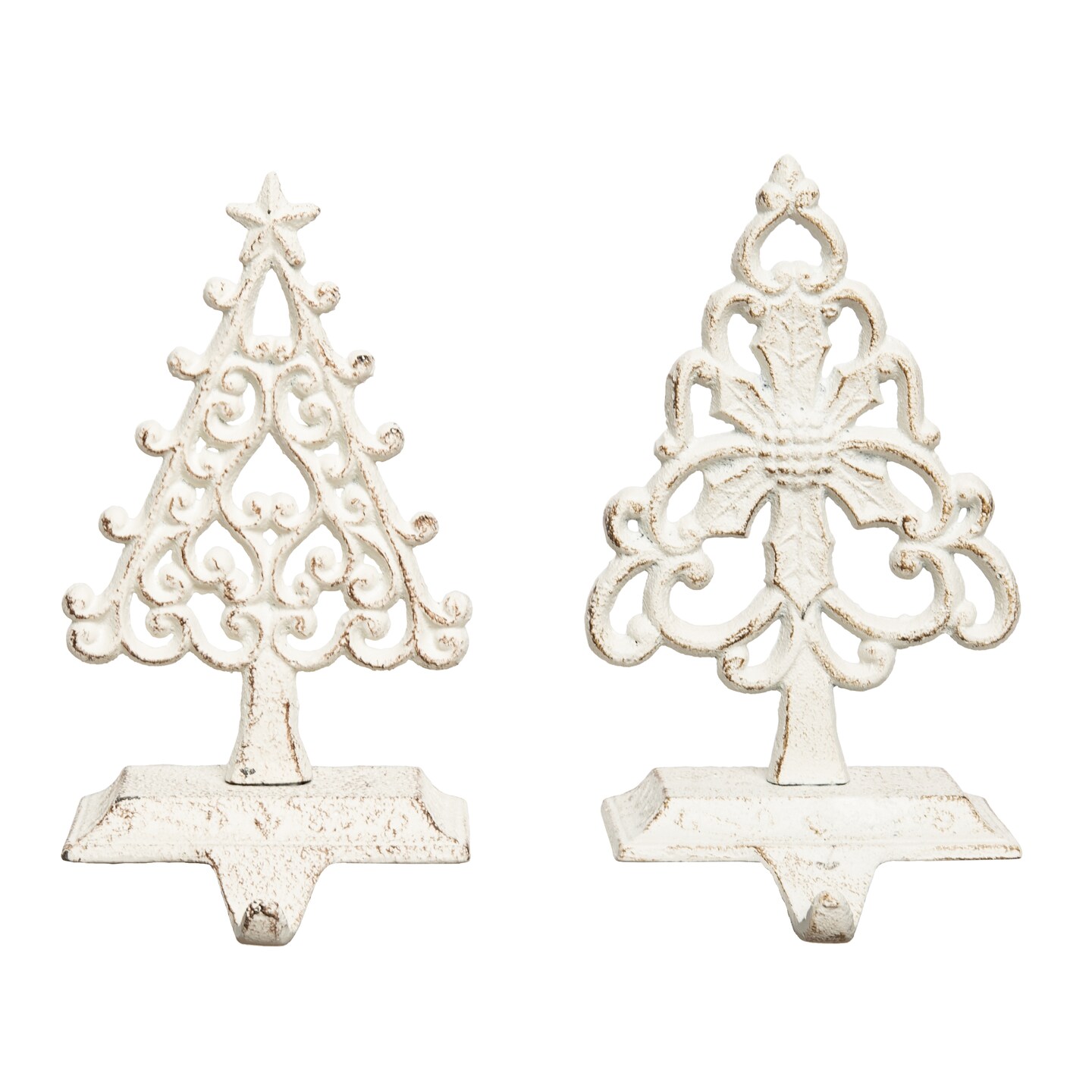 Cast Iron Ornate Tree Stocking Hanger Set of 2 Christmas Decor