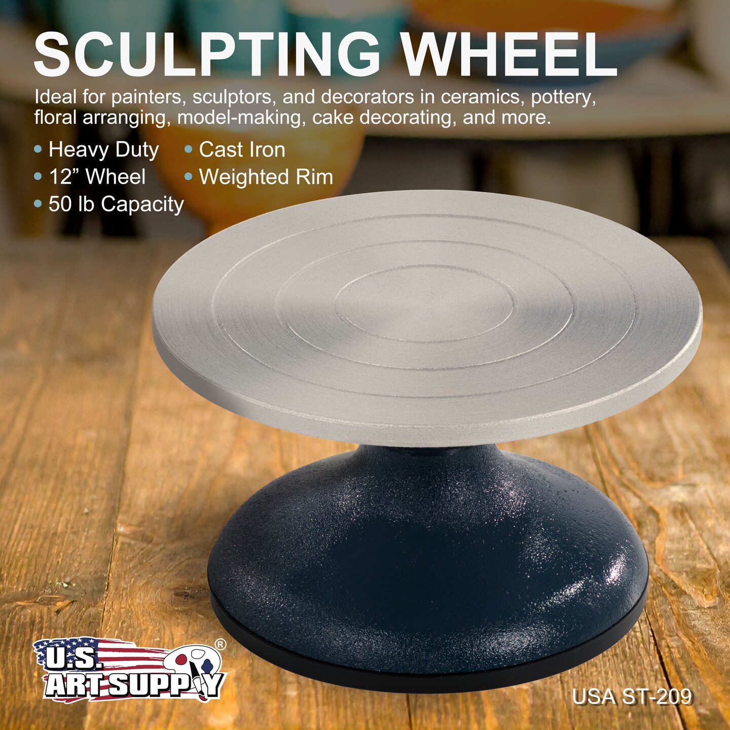 7&#x22; Diameter Sculpting Wheel- Heavy Duty All Metal Construction &#x26; Turntable with Ball Bearings
