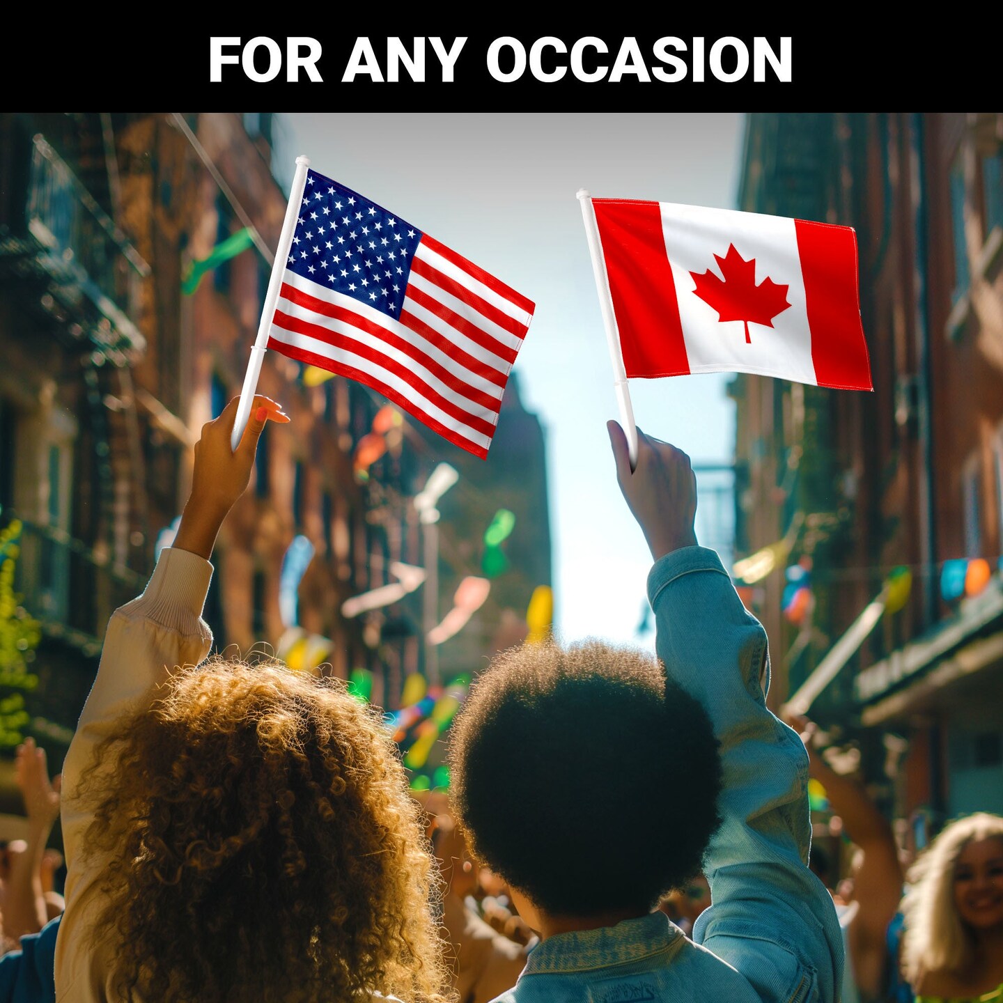 G128 Combo Pack: American USA Car Flag &#x26; Canada Canadian Car Flag 11x17 In | Both Double Sided Printed 150D Polyester | Flagpole Included | Perfect for Festival Celebrations, Parades